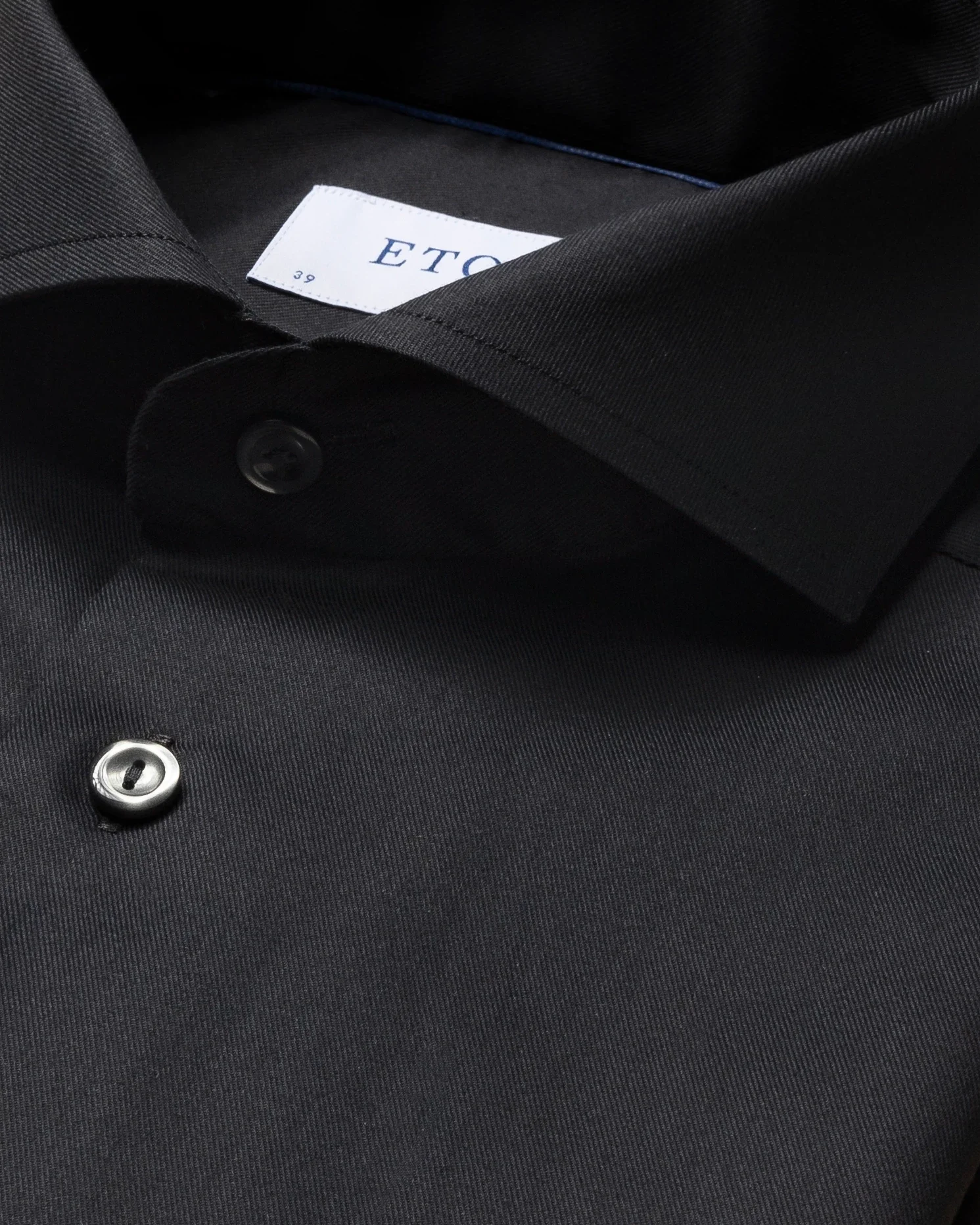 Eton - black twill stretch shirt extreme cut away