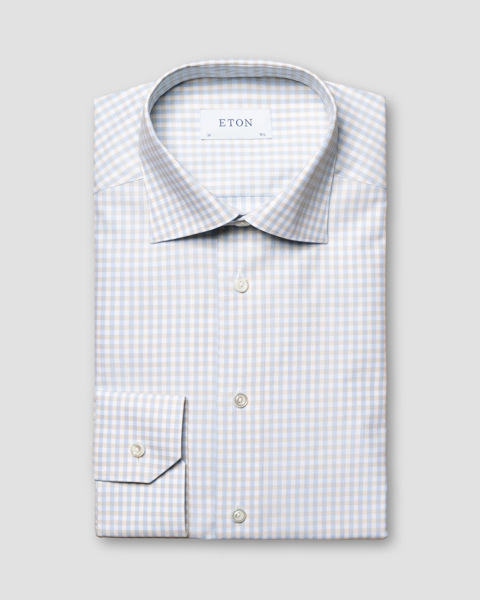 Eton - checked beige dobby