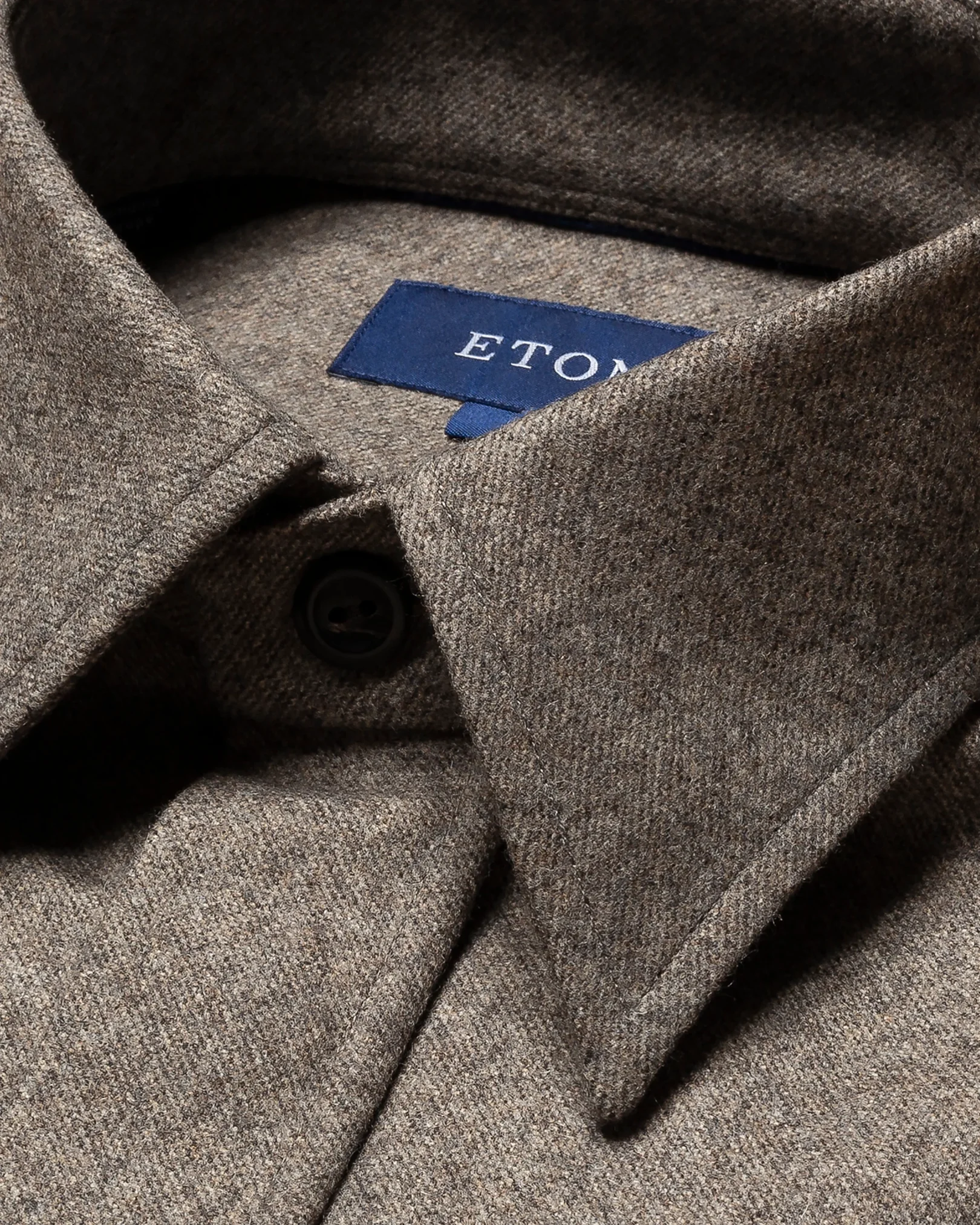 Eton - beige wool twill soft pointed single cuff pointed strap casual