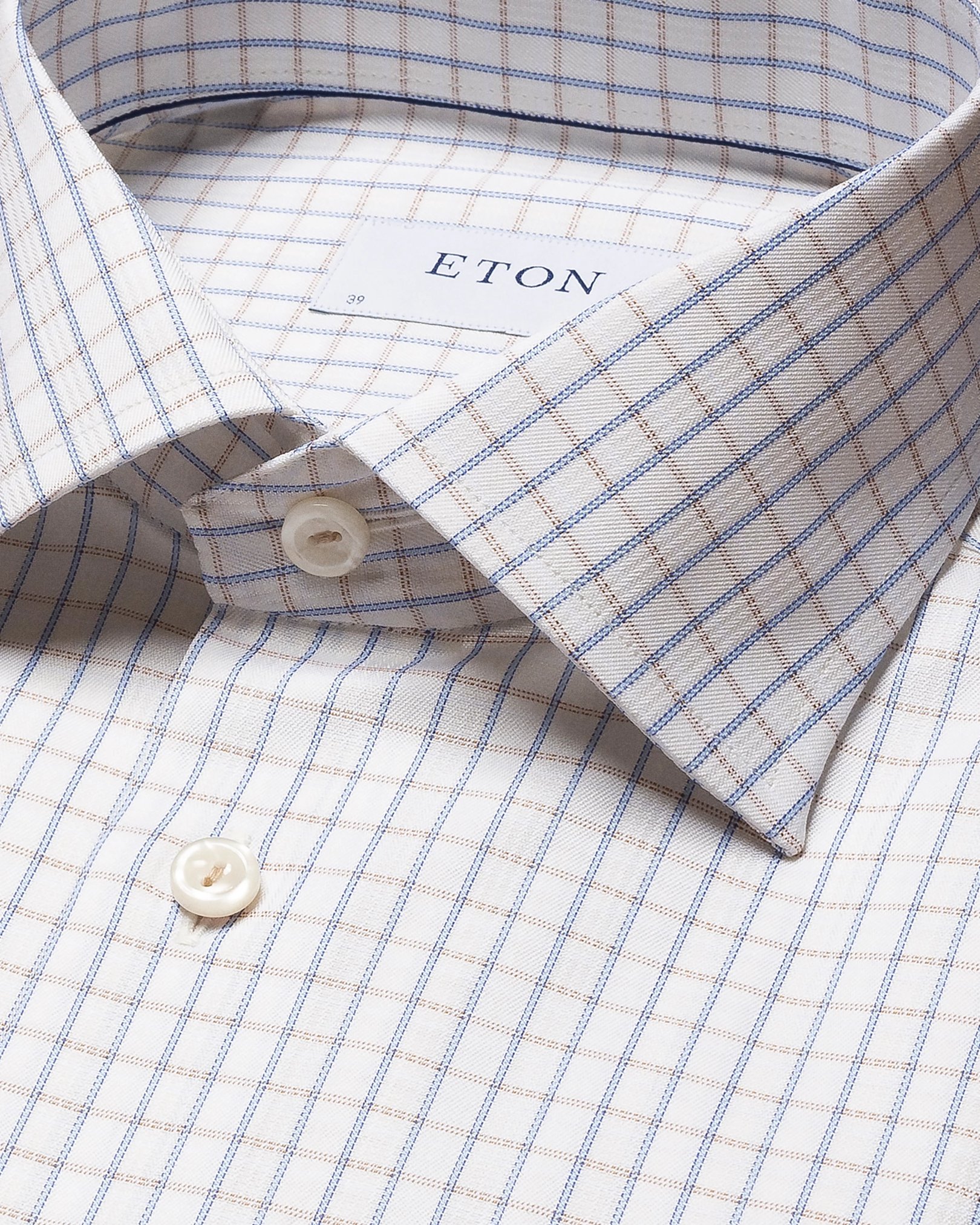 Eton - beige signature twill cutaway checked