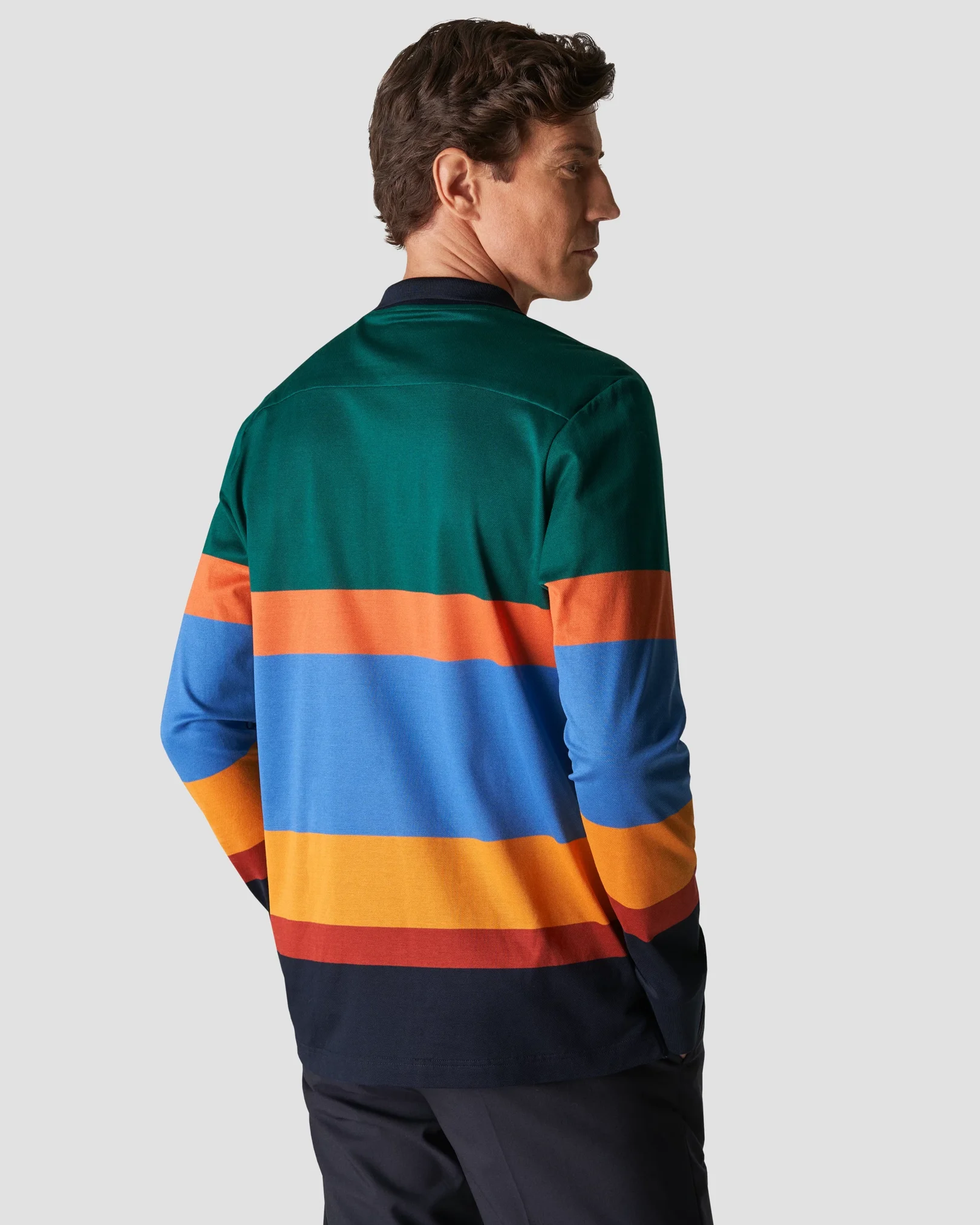 Eton - mid green knit pique knitted jersey
