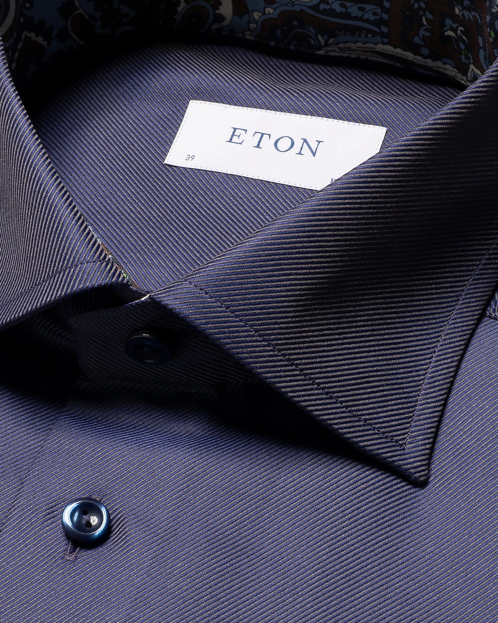 Eton - dark purple textured twill shirt