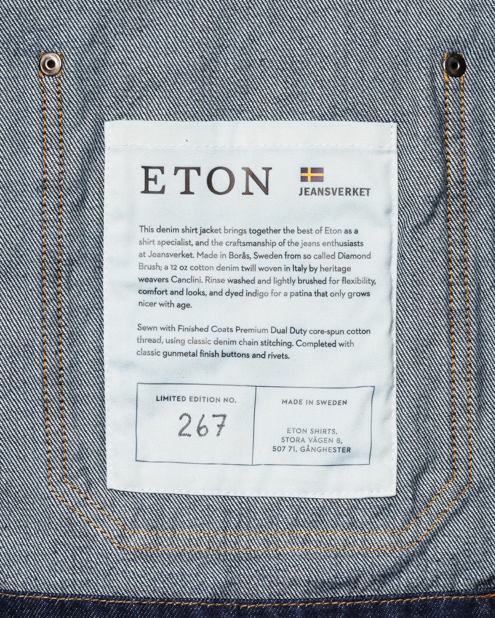 Eton - blue denim overshirt jeansverket