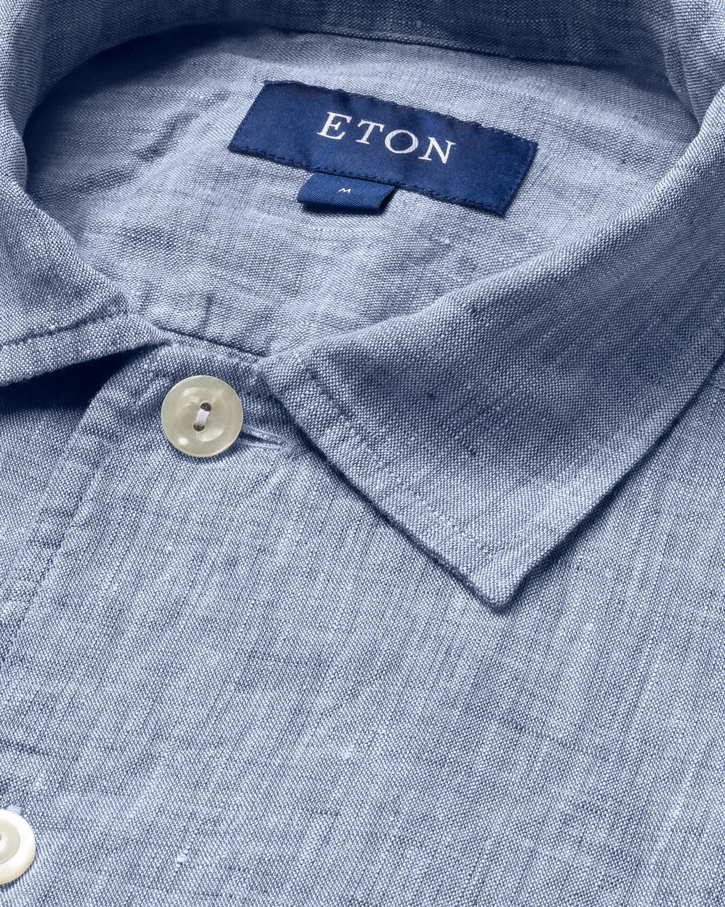 Eton - blue linen shirt resort short sleeve boxfit box fit