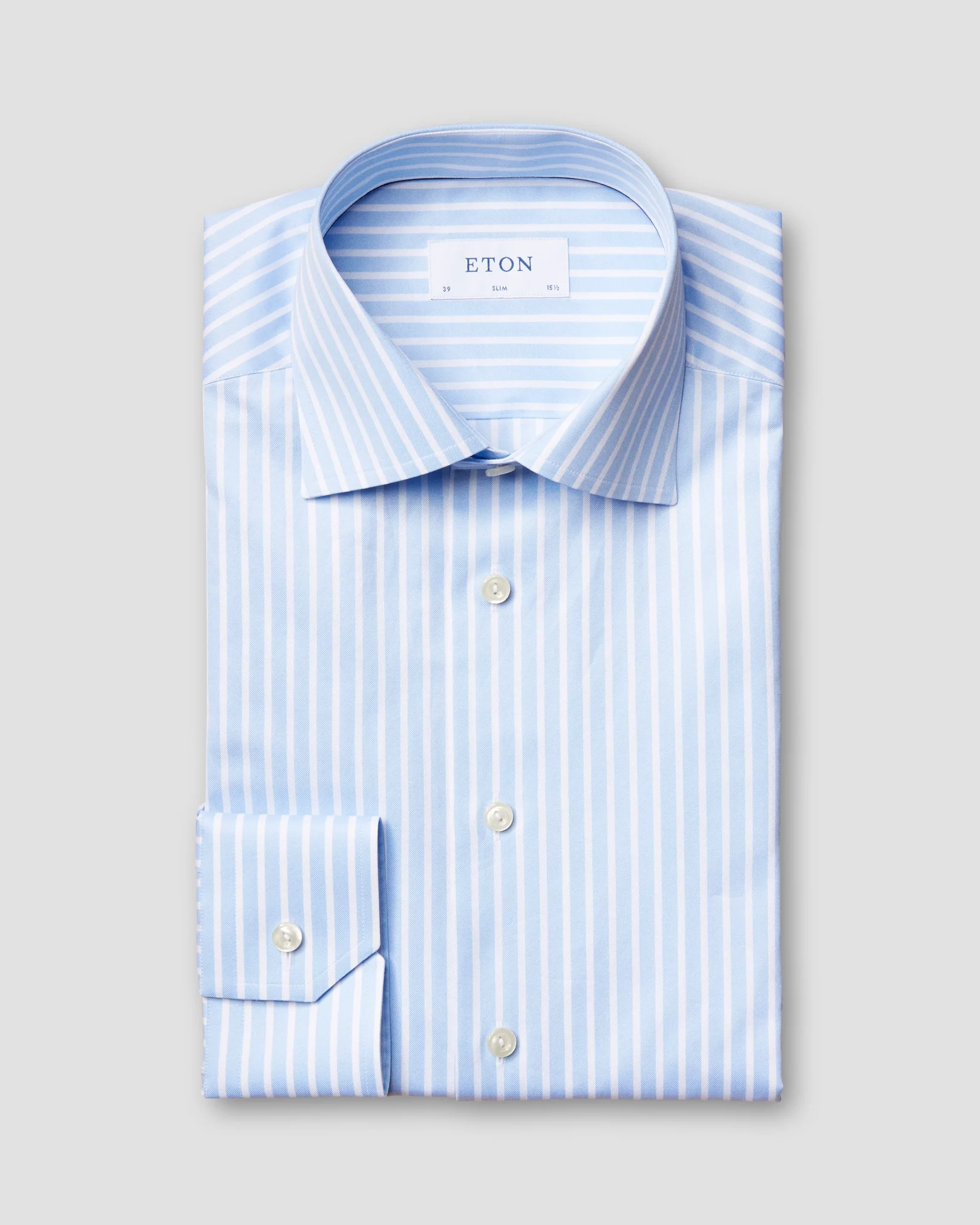 Eton - light blue bengal striped twill shirt
