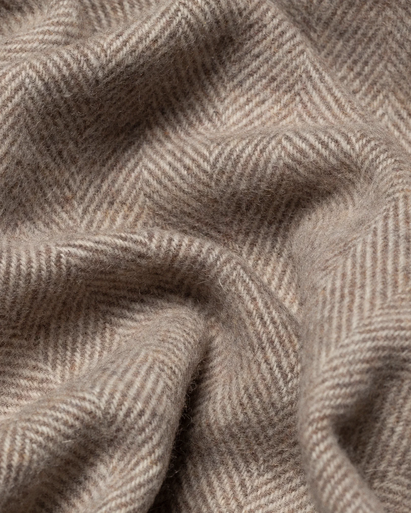 Eton - brown herringbone wool scarf geometric