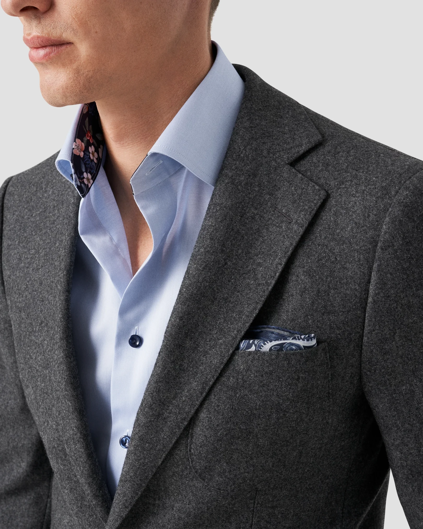 Eton - light blue single cuff shirt
