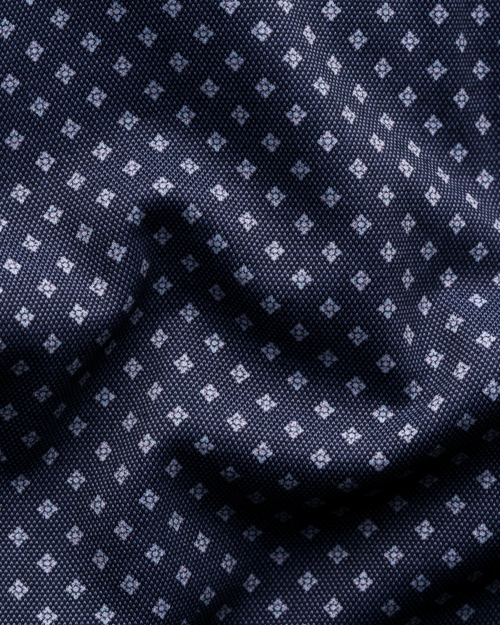 Eton - navy blue geometric cotton four way stretch shirt