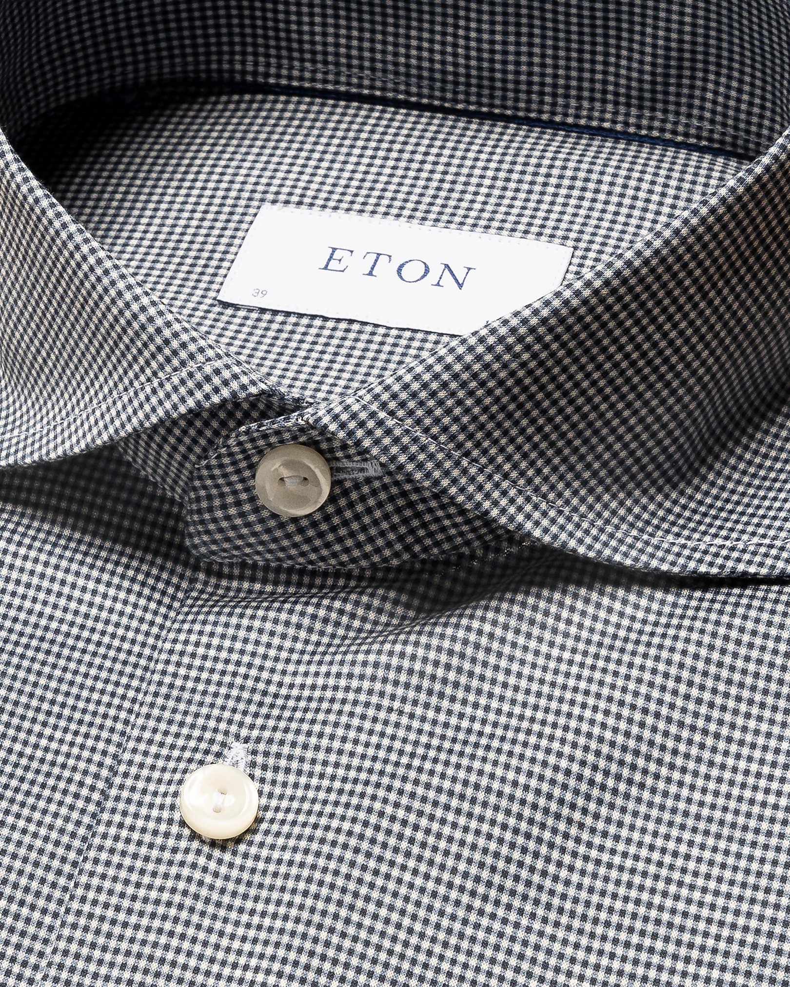 Eton - dark blue micro checked knit king
