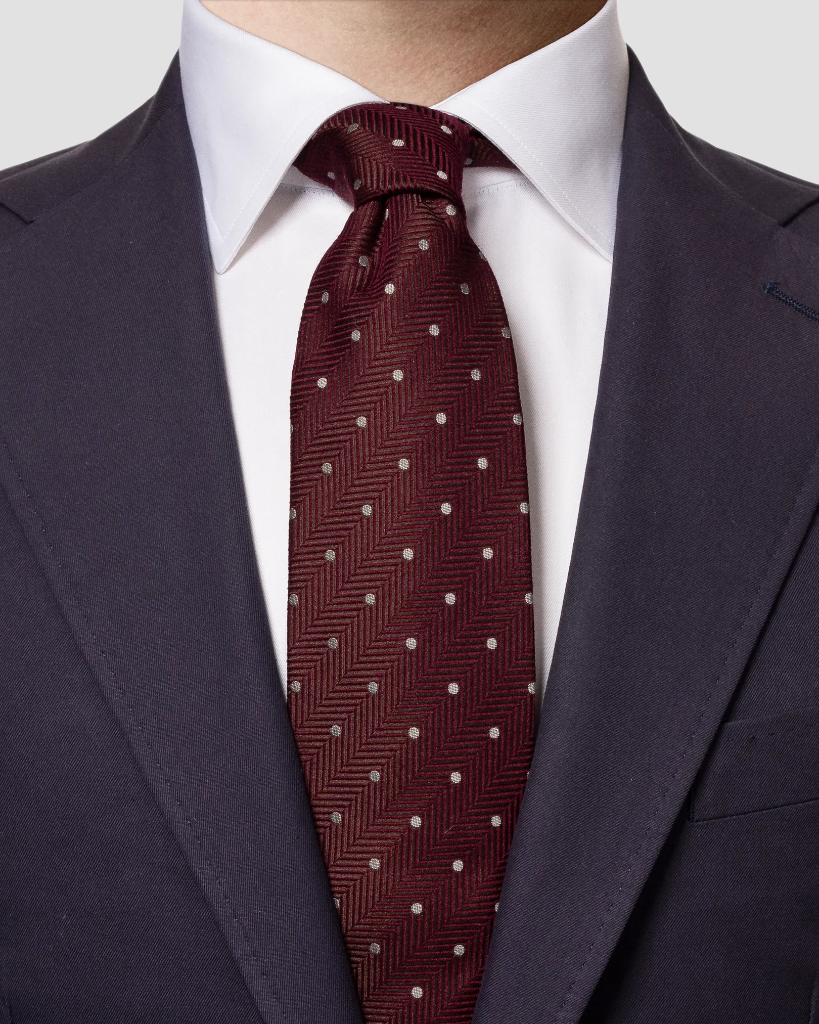 Eton - burgundy polka dot wool silk tie