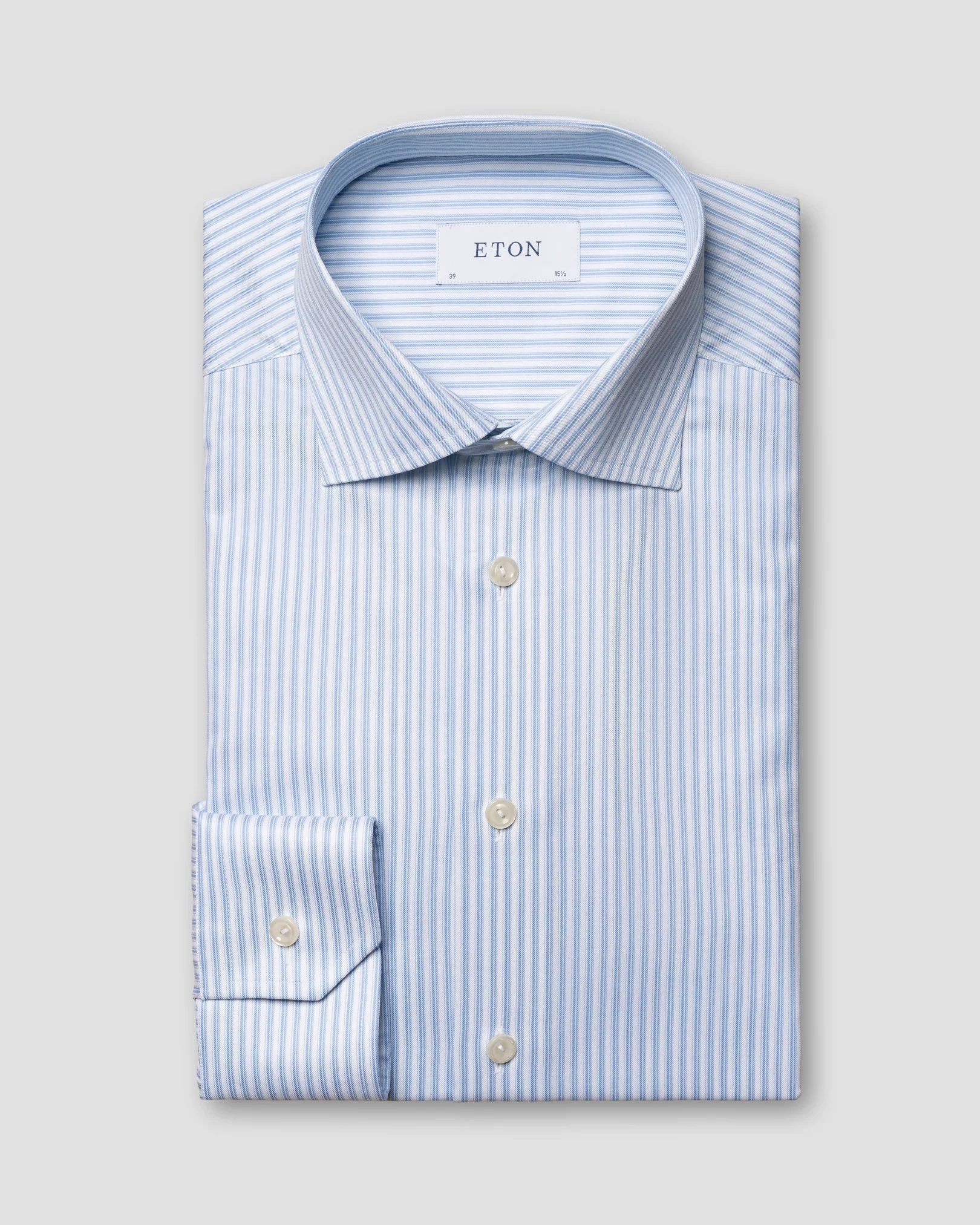 Eton - striped light blue signature twill