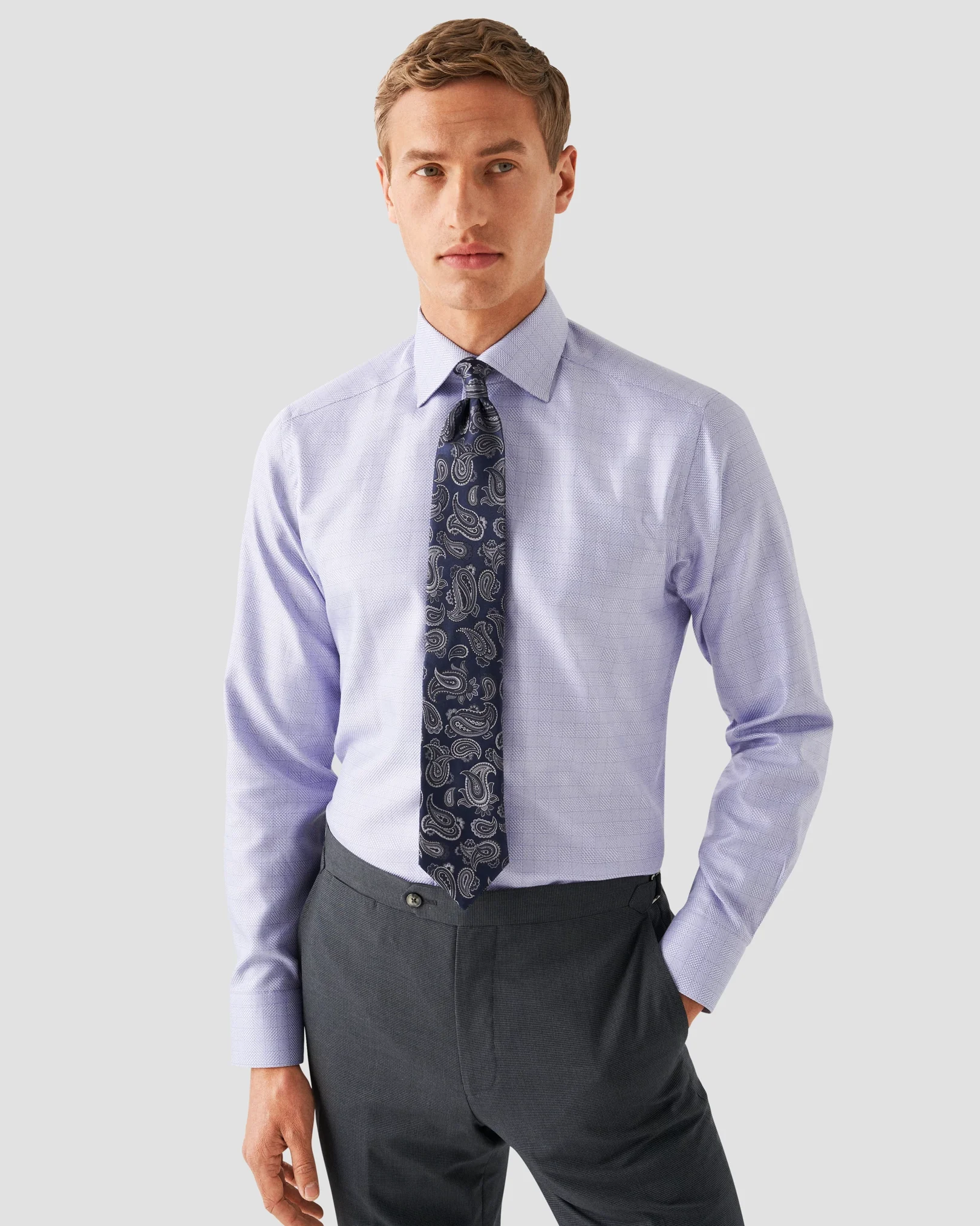 Eton - light purple textured twill