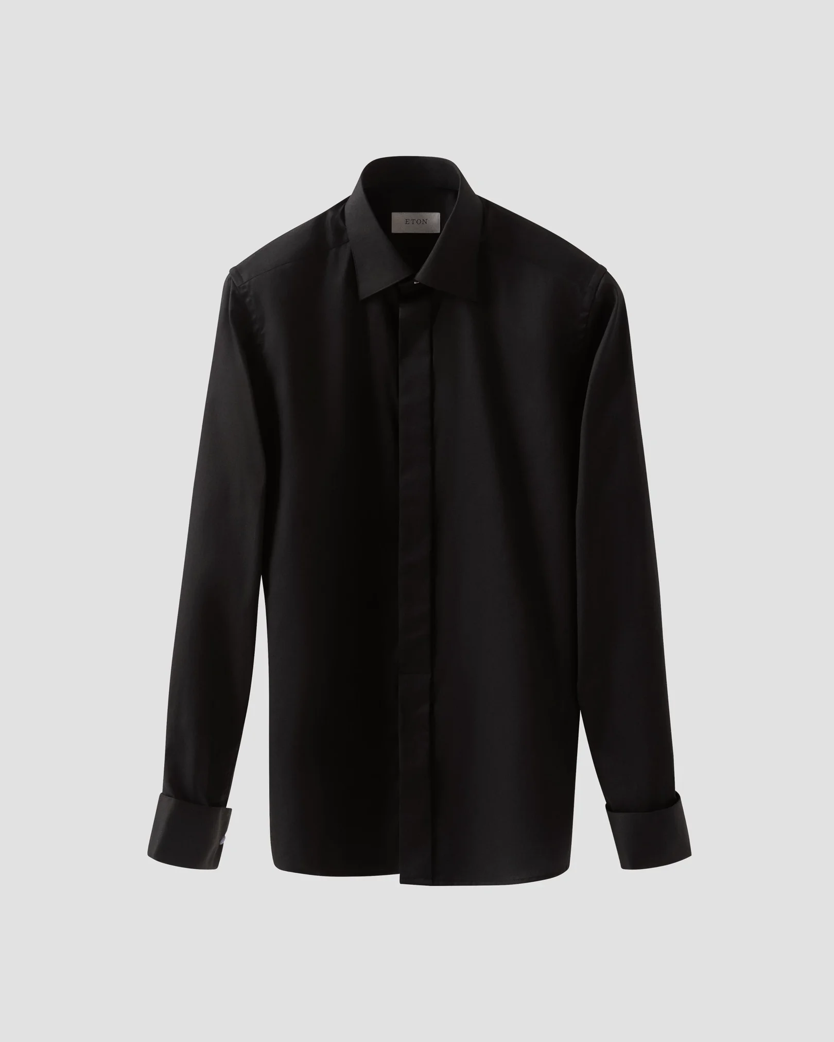 Eton - black twill stretch moderate cut away
