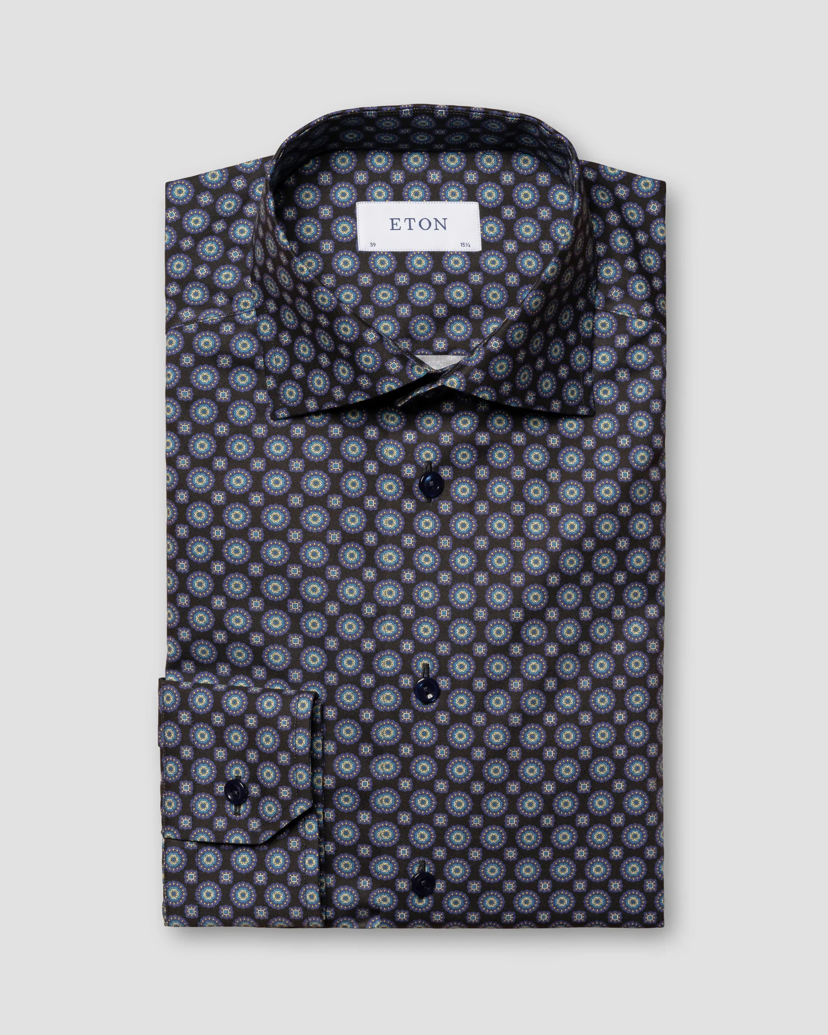 Eton - Navy Medallion Print Signature Twill Shirt