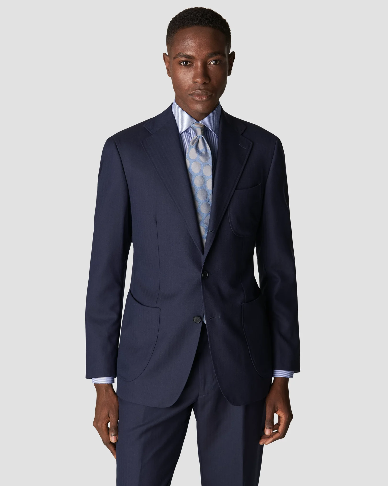 Eton - mid blue poplin cutaway shirt