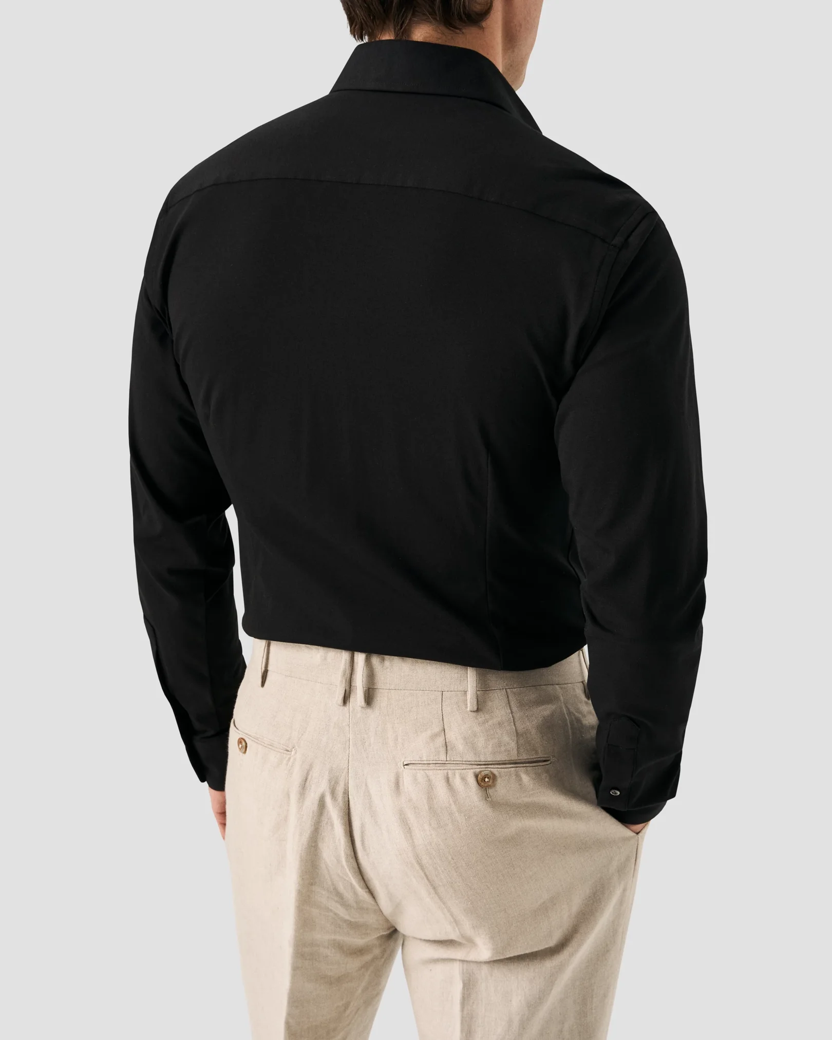 Eton - black supima cotton fourway strech