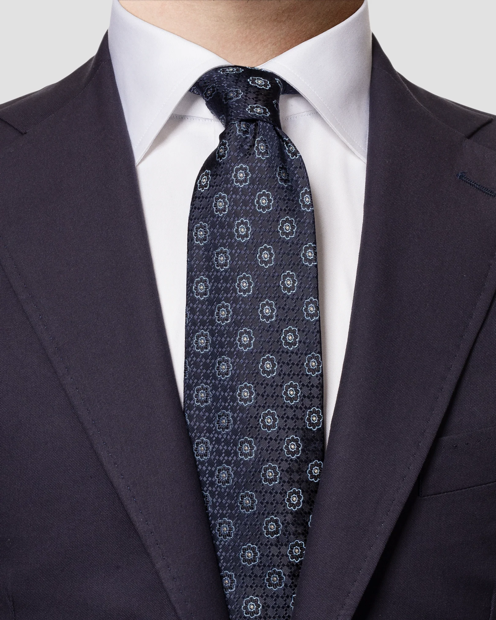 Eton - black floral silk tie