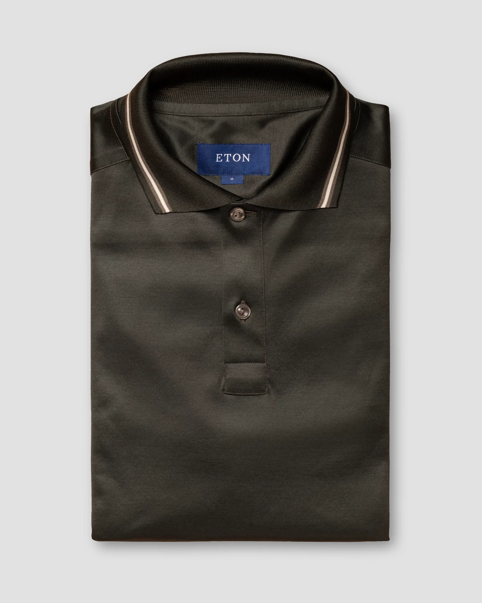 Eton - dark green jersey knitted collar no cuff jersey long sleeve regular fit jersey