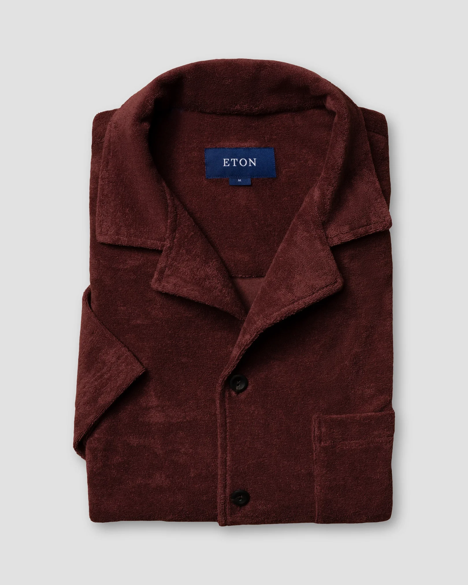 Eton - pinkred jerseyterryfrotte turn down short terry terry