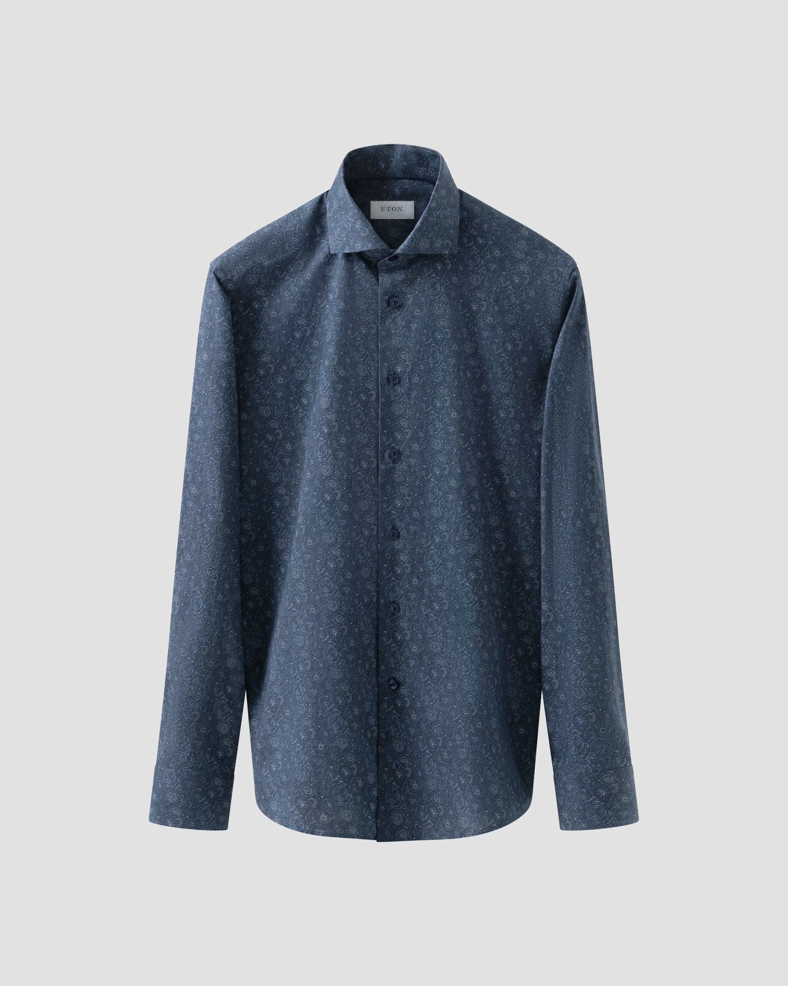 Eton - dark blue motif signature twill shirt