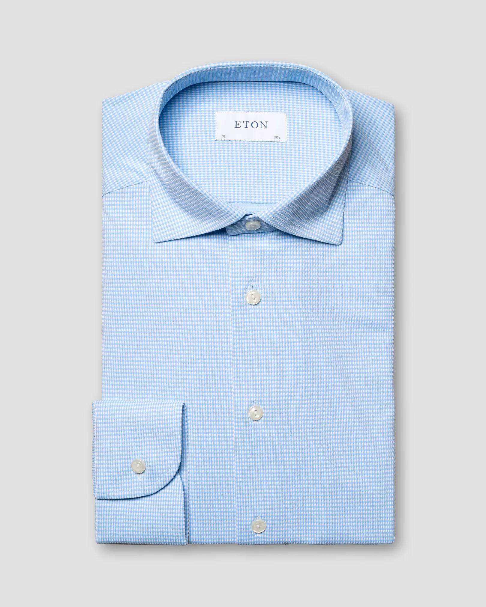 Eton - checked light blue cut away