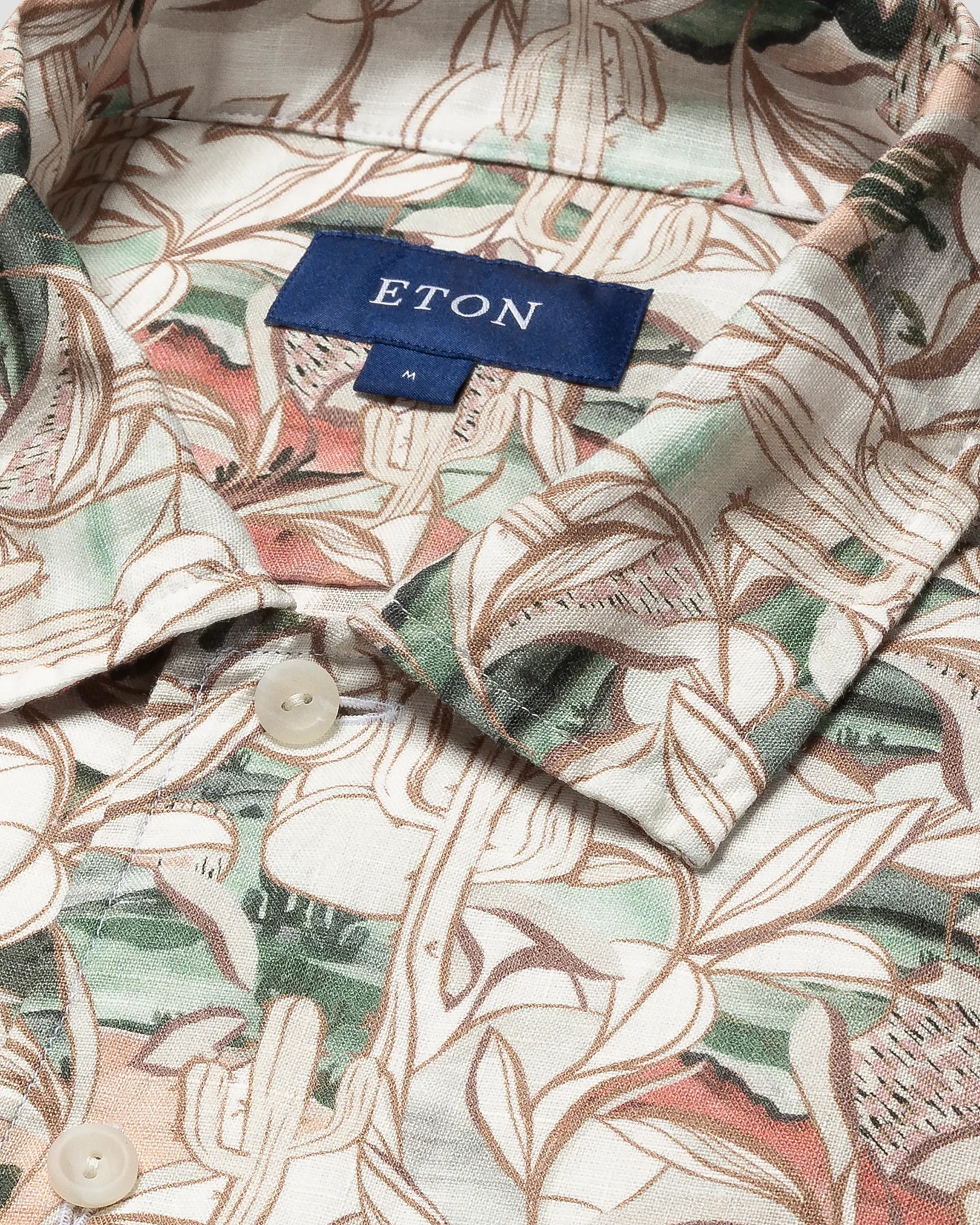 Eton - brown linen resort folded short sleeve regular ss