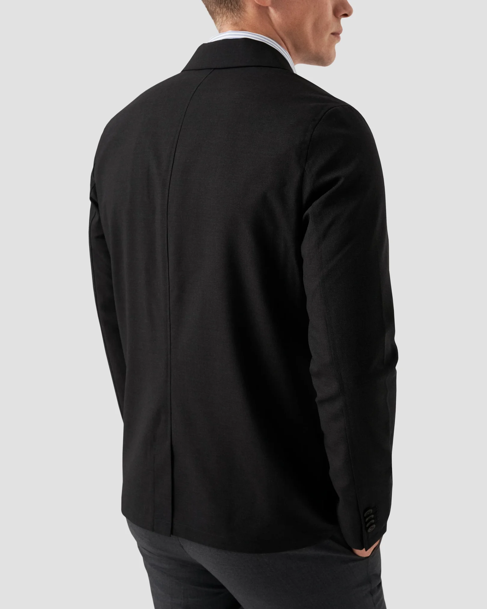 Eton - dark grey turndown collar overshirt