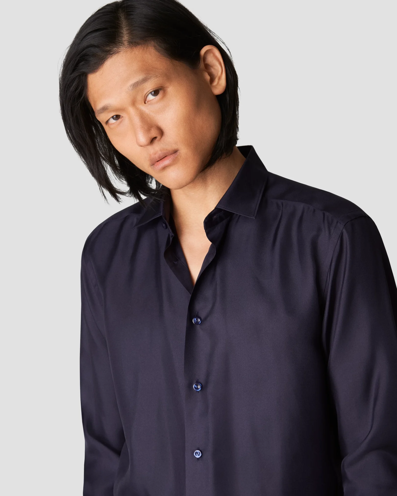 Eton - dark blue silk shirt