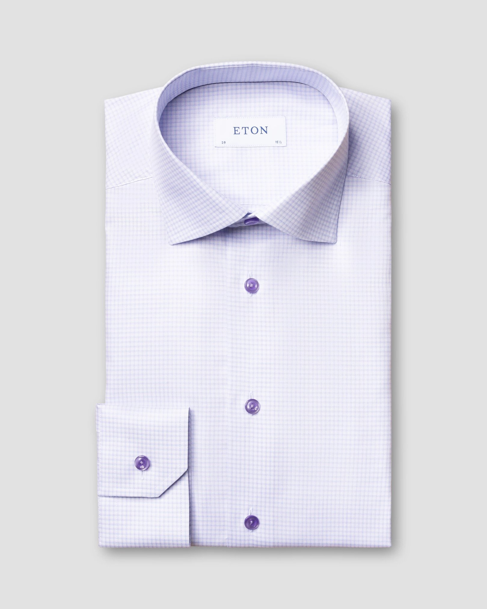 Eton - purple mini checked signature twill shirt