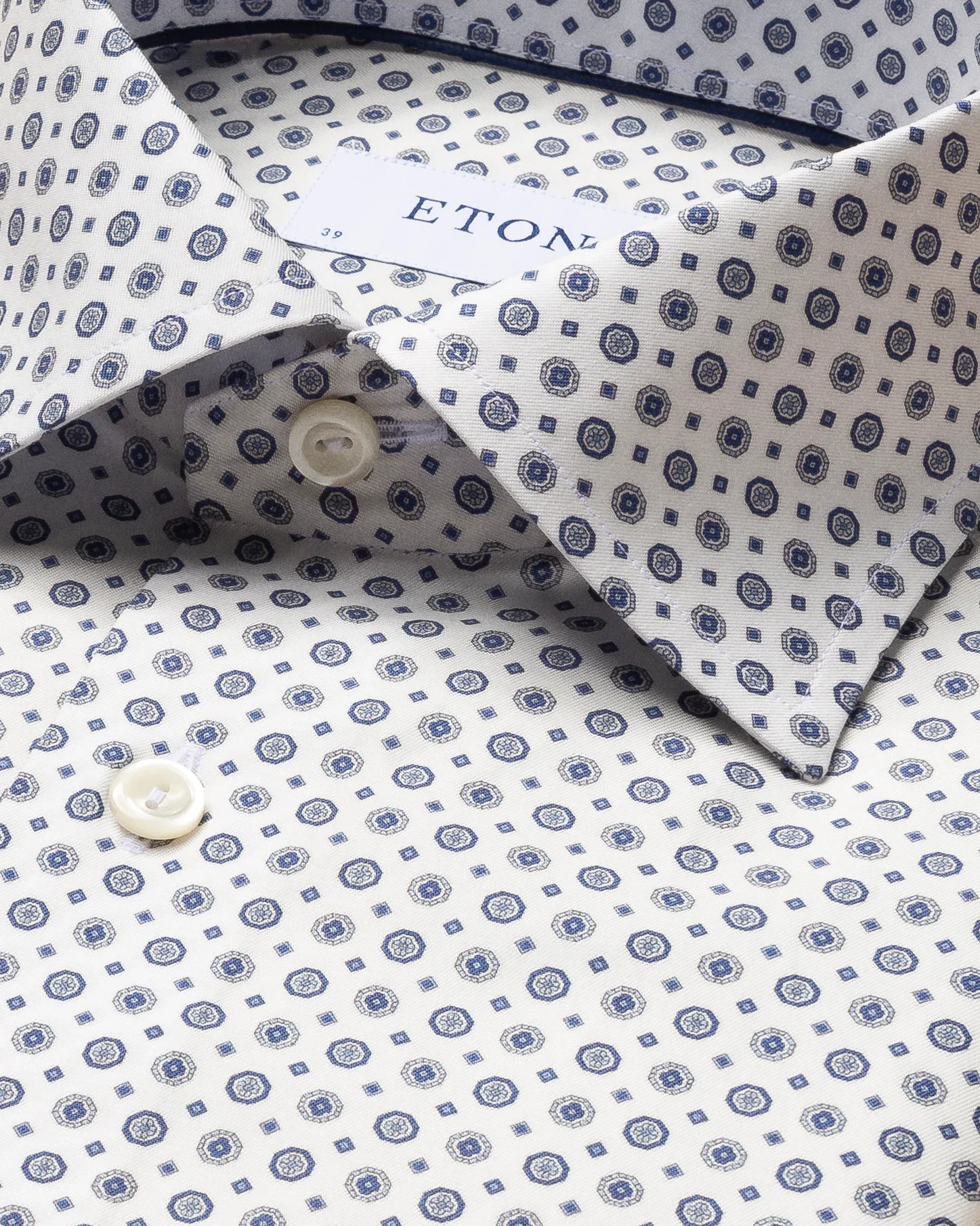 Eton - blue medallion print signature twill shirt