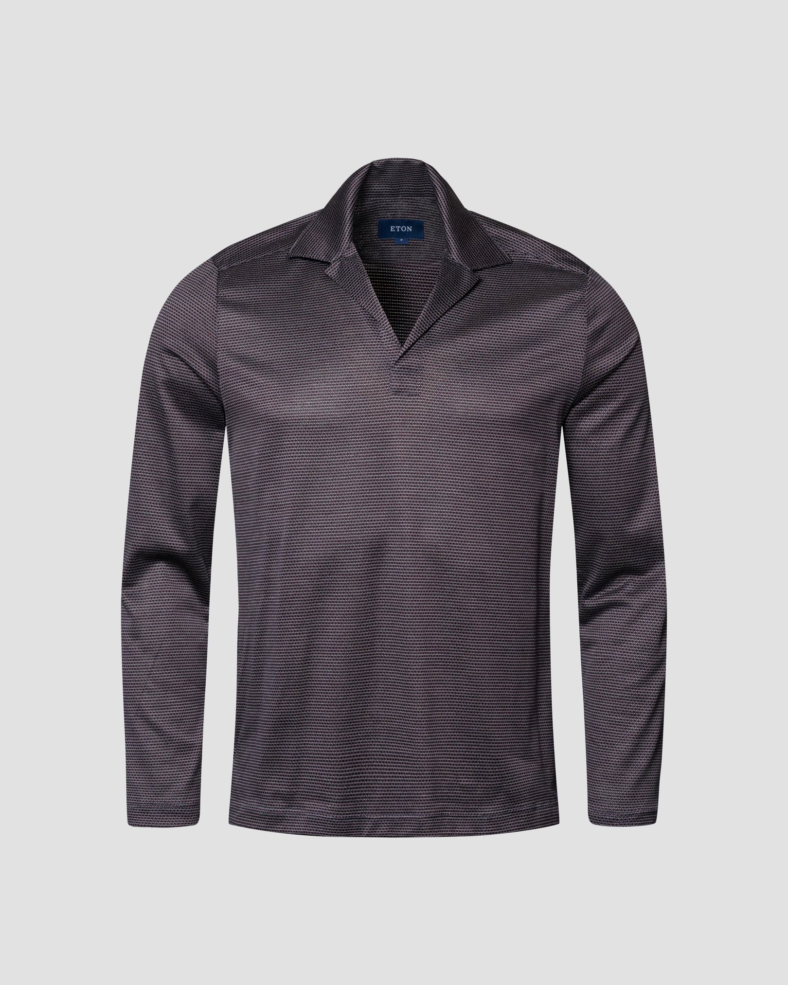 Eton - dark red open collar knitted jersey