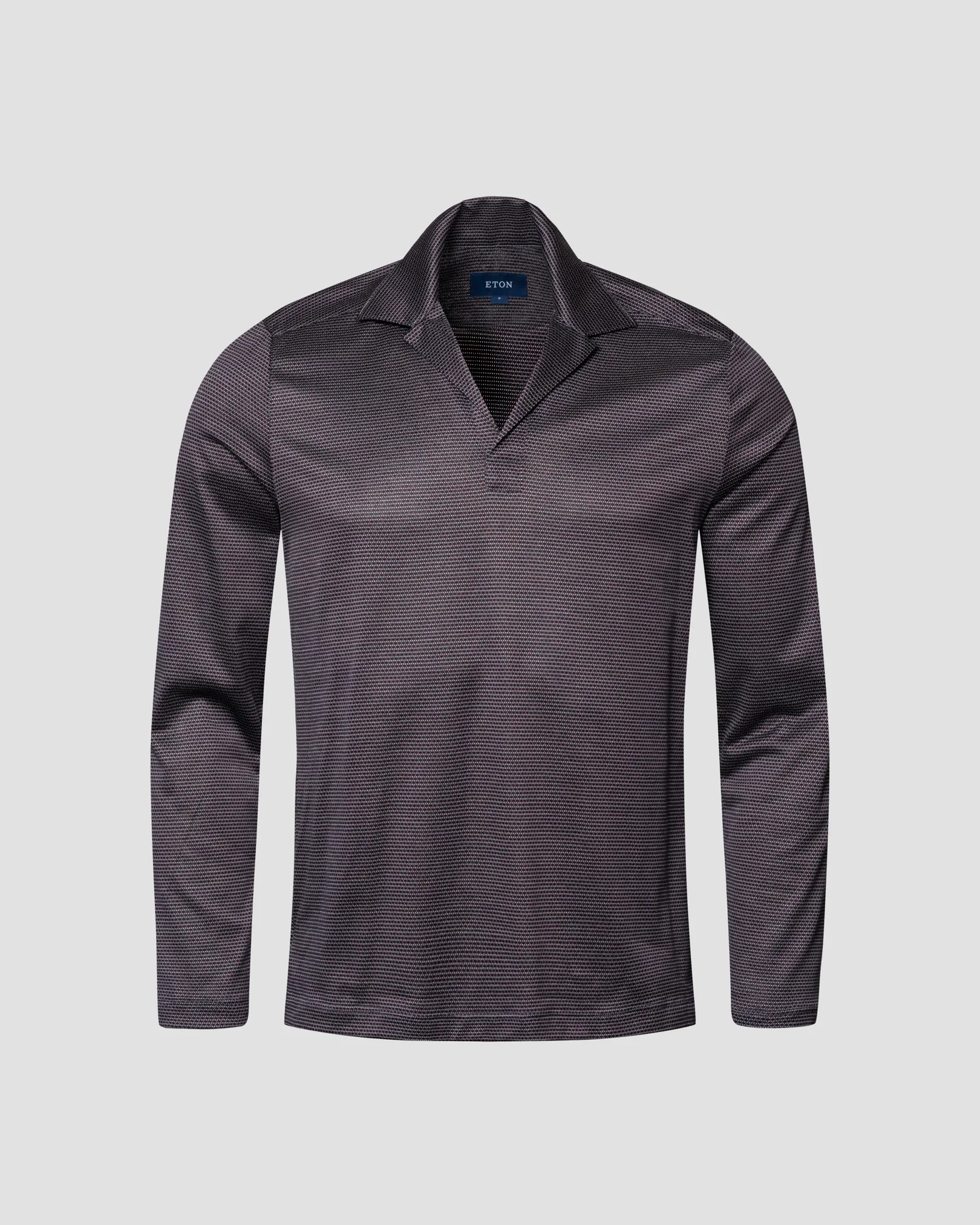 Eton - dark red open collar knitted jersey