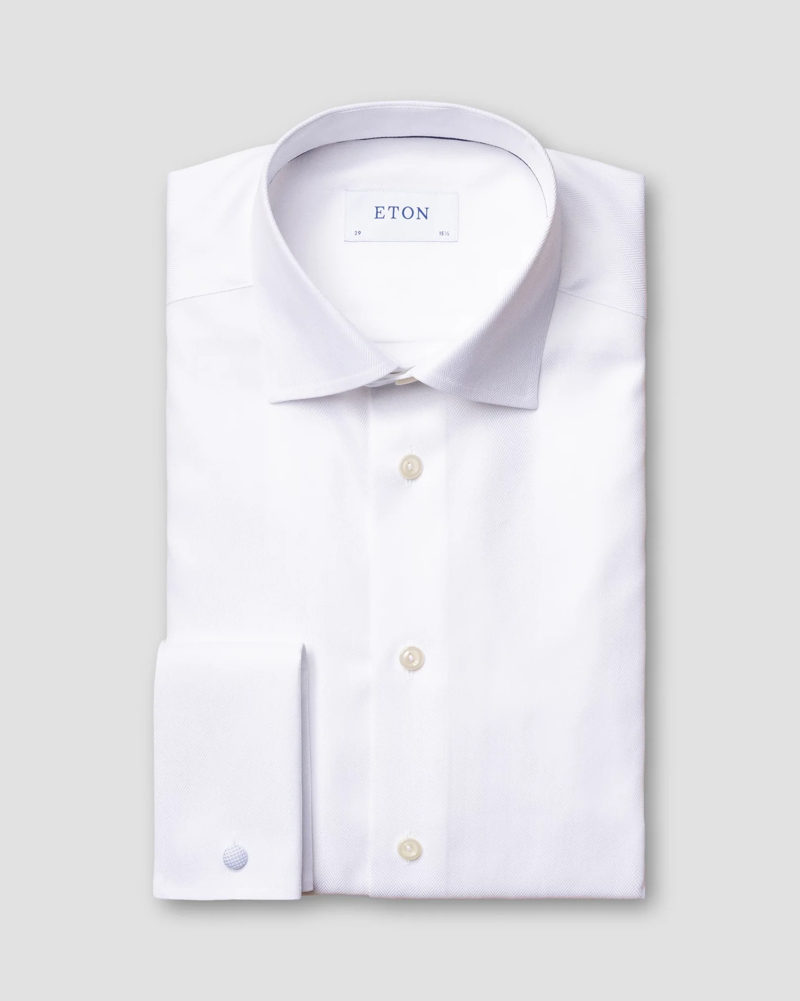Eton - white herringbone french cuff shirt