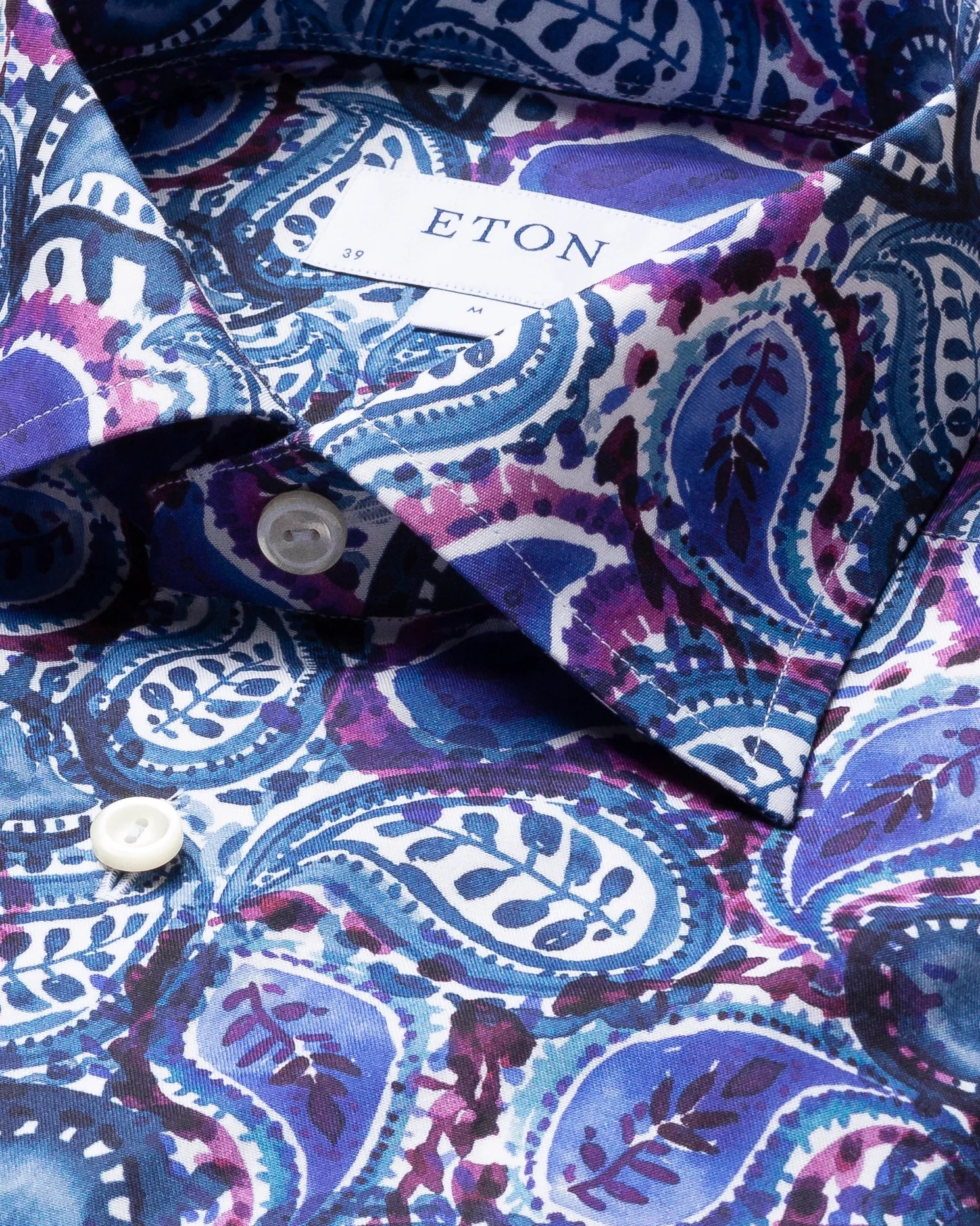 Eton - blue painted paisley shirt