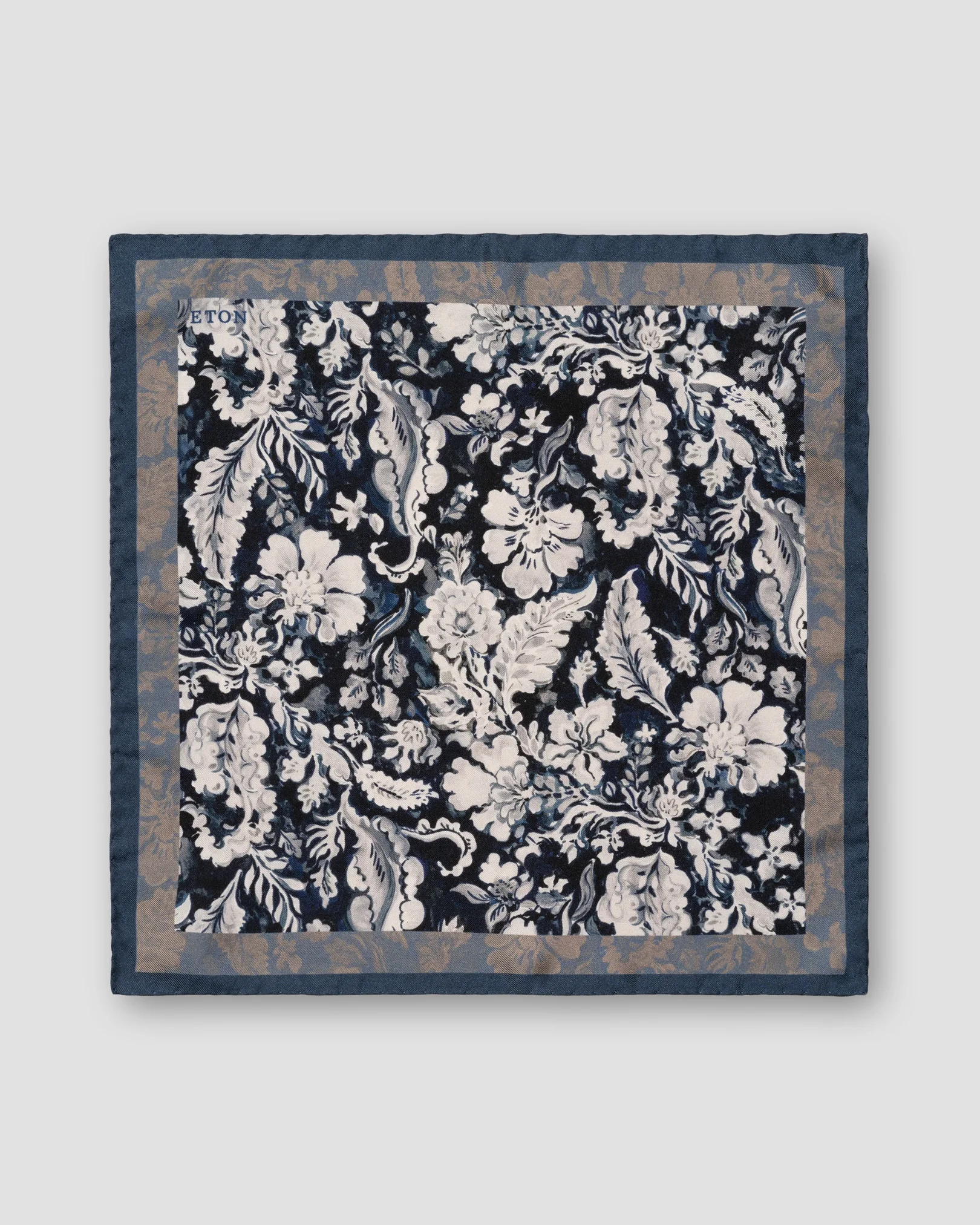 Eton - mid blue pocket floral print
