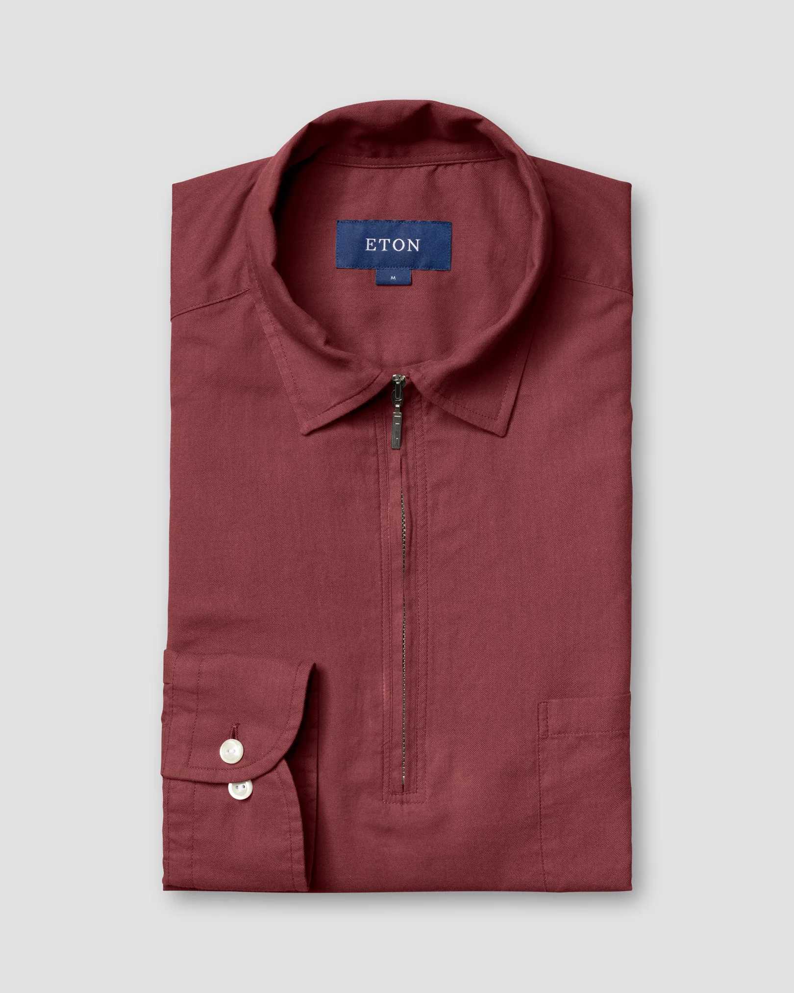 Eton - dusty red half zip shirt