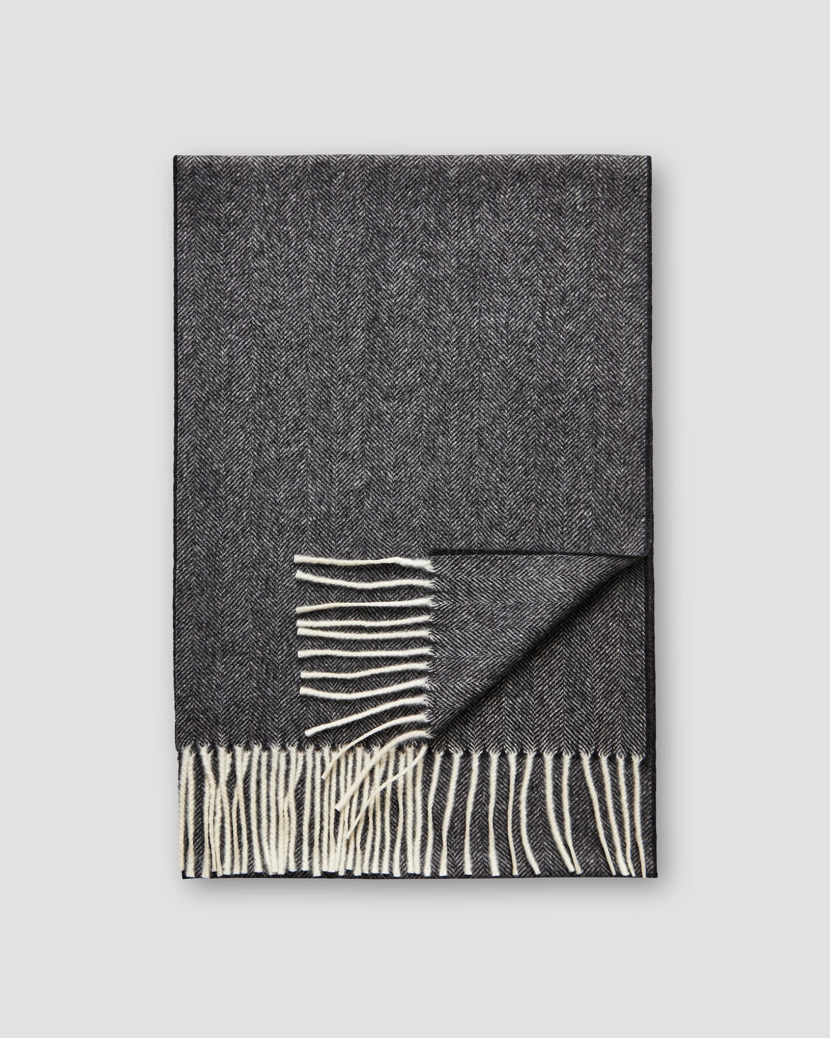 Eton - grey herringbone wool scarf