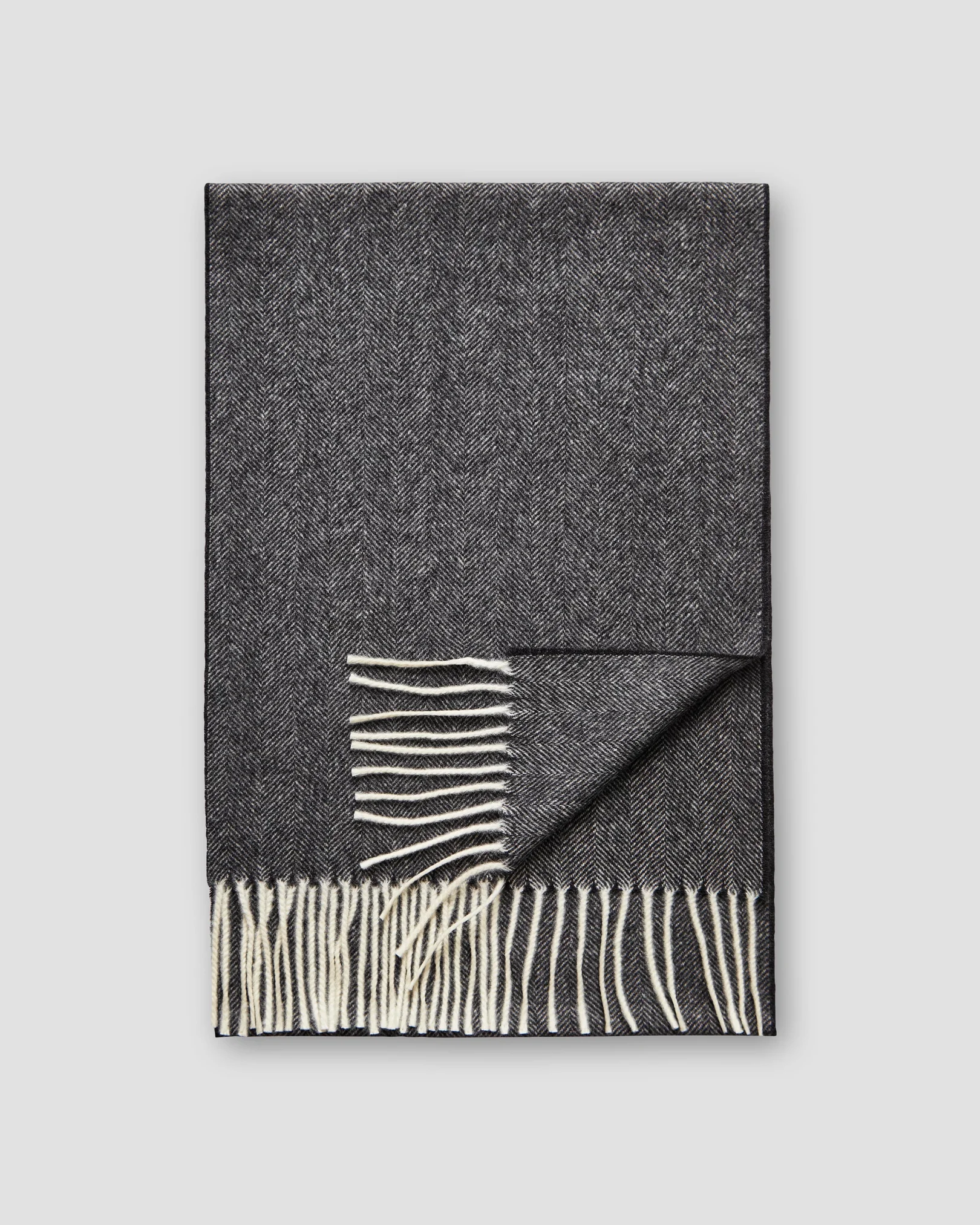 Eton - grey herringbone wool scarf