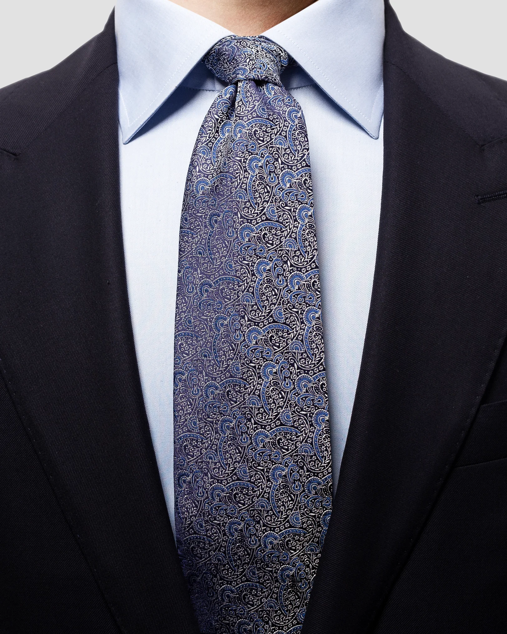 Eton - navy paisley silk tie