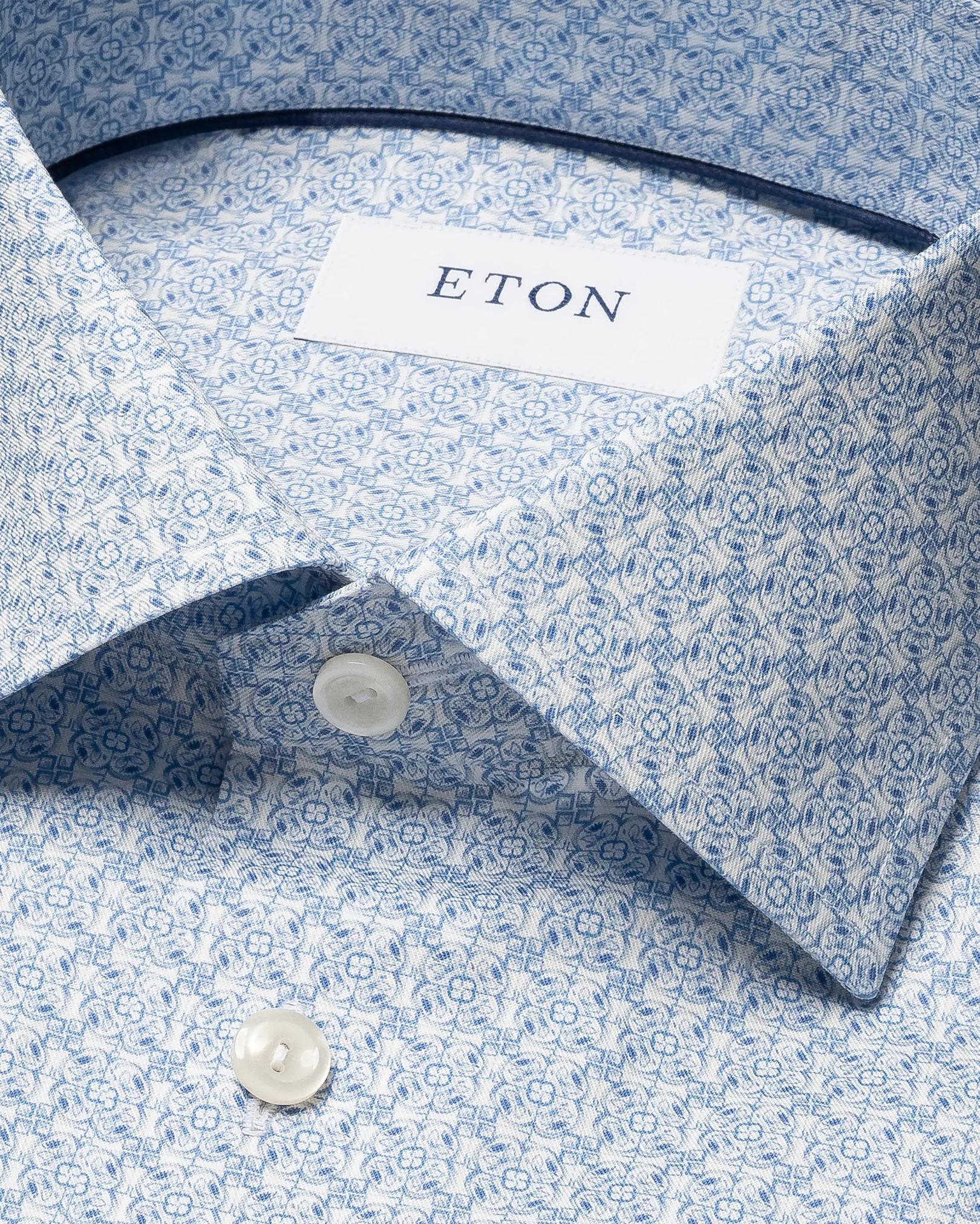 Eton - light blue geometric signature twillshirt