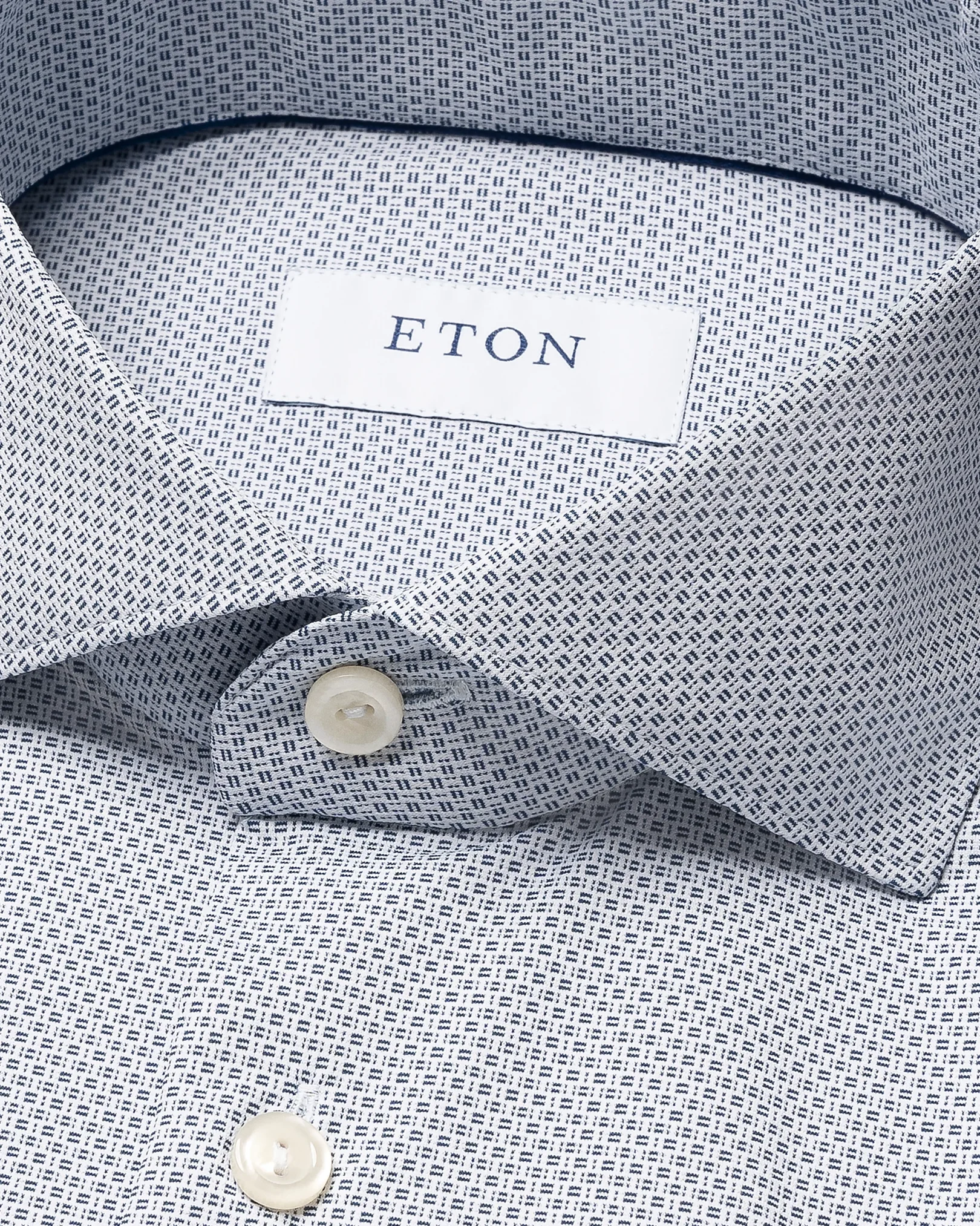 Eton - dark blue semi solid four way strech shirt