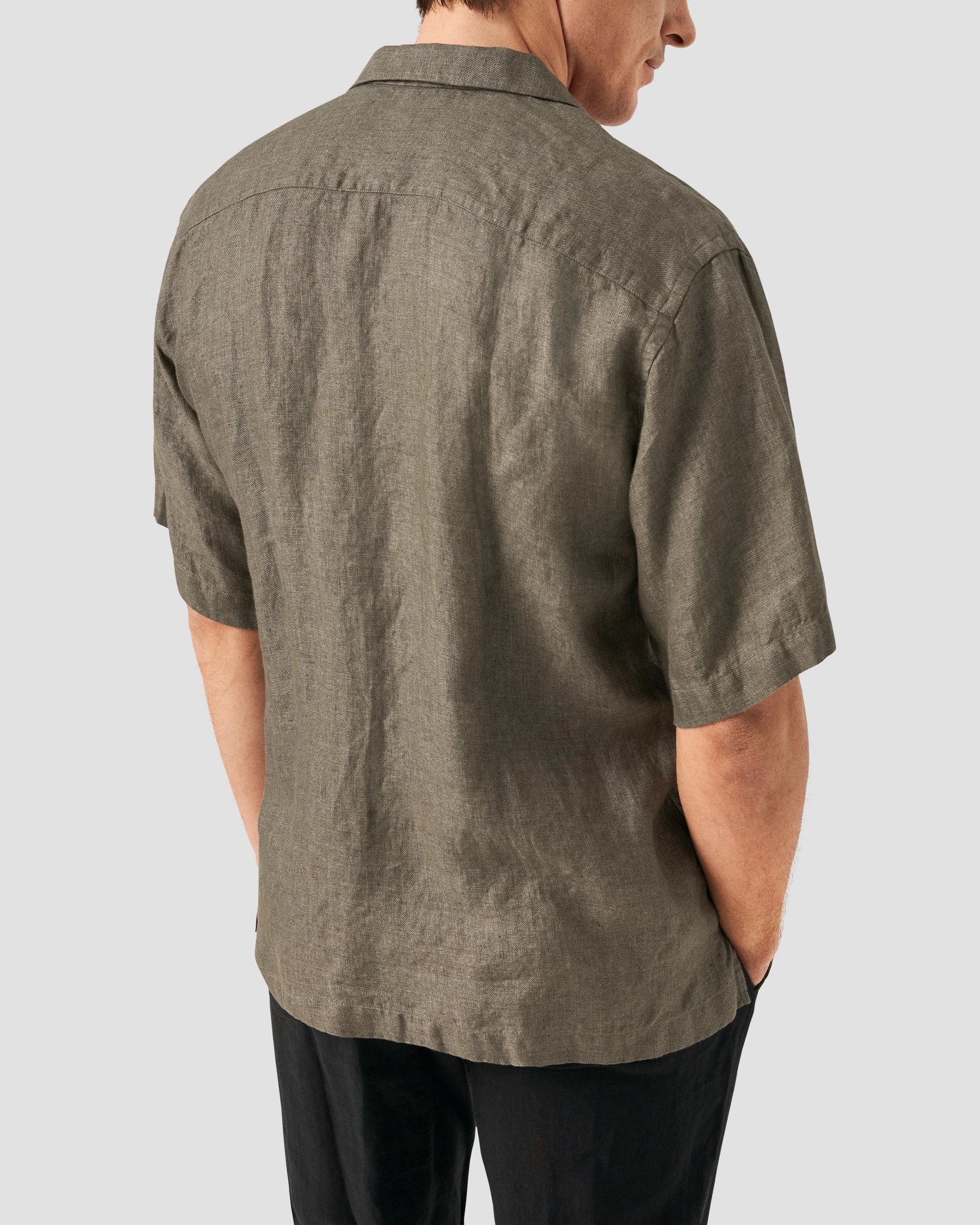 Eton - dark brown resort linen shirt