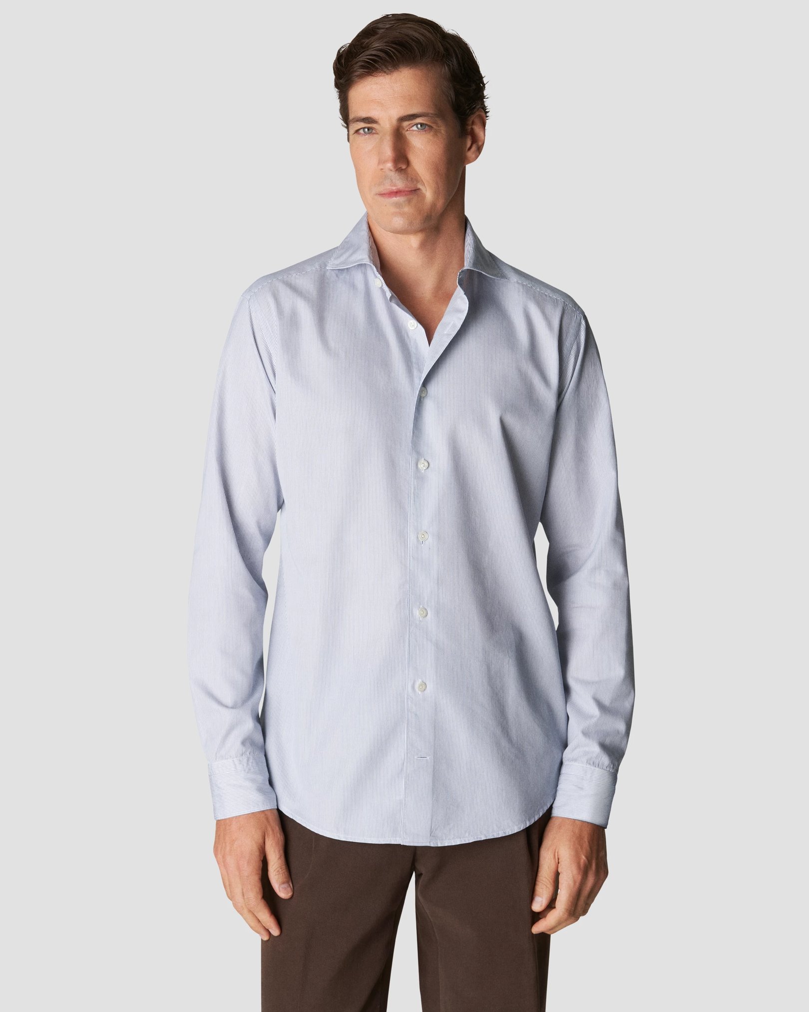 Eton - light blue twill wide spread