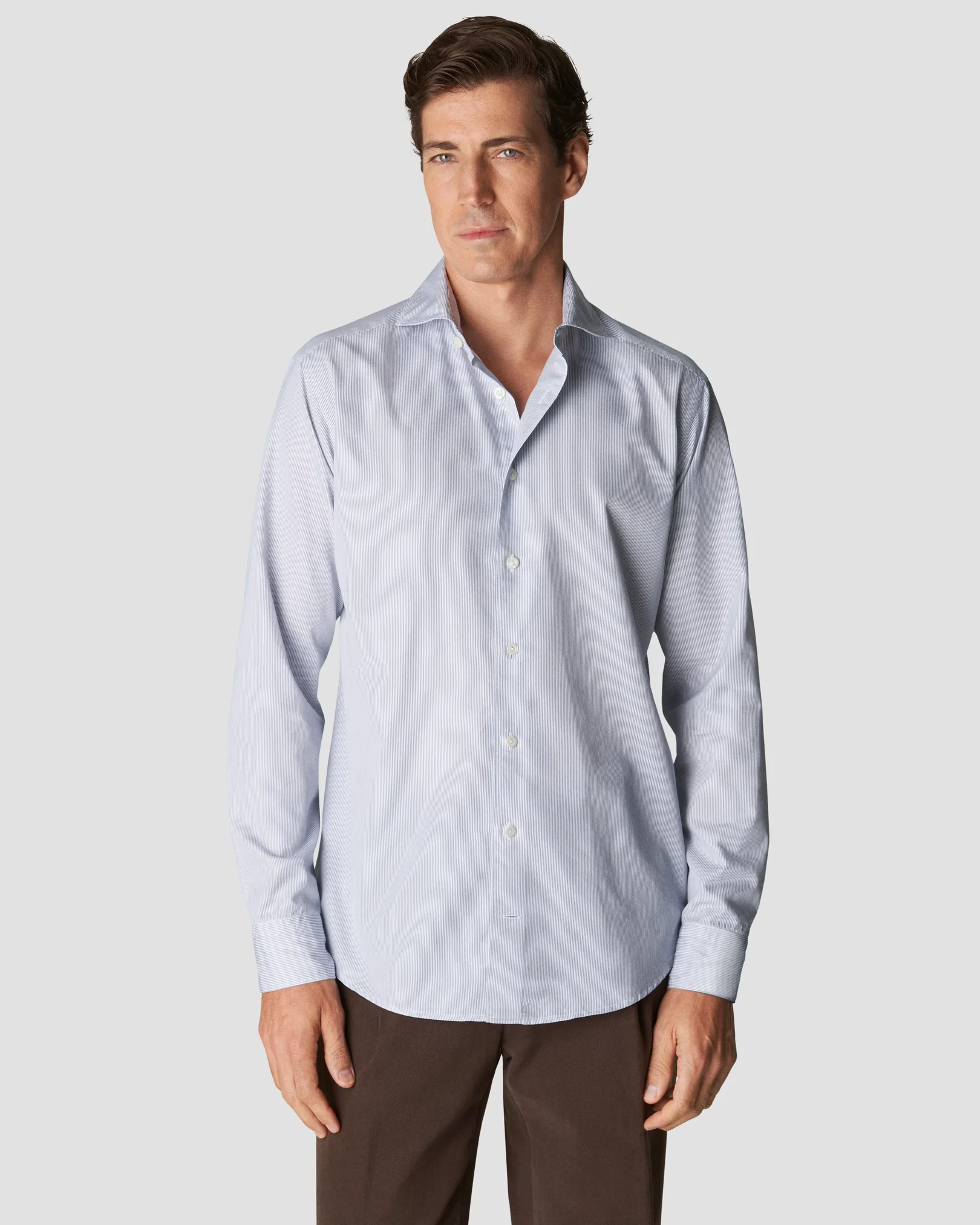 Eton - light blue twill wide spread