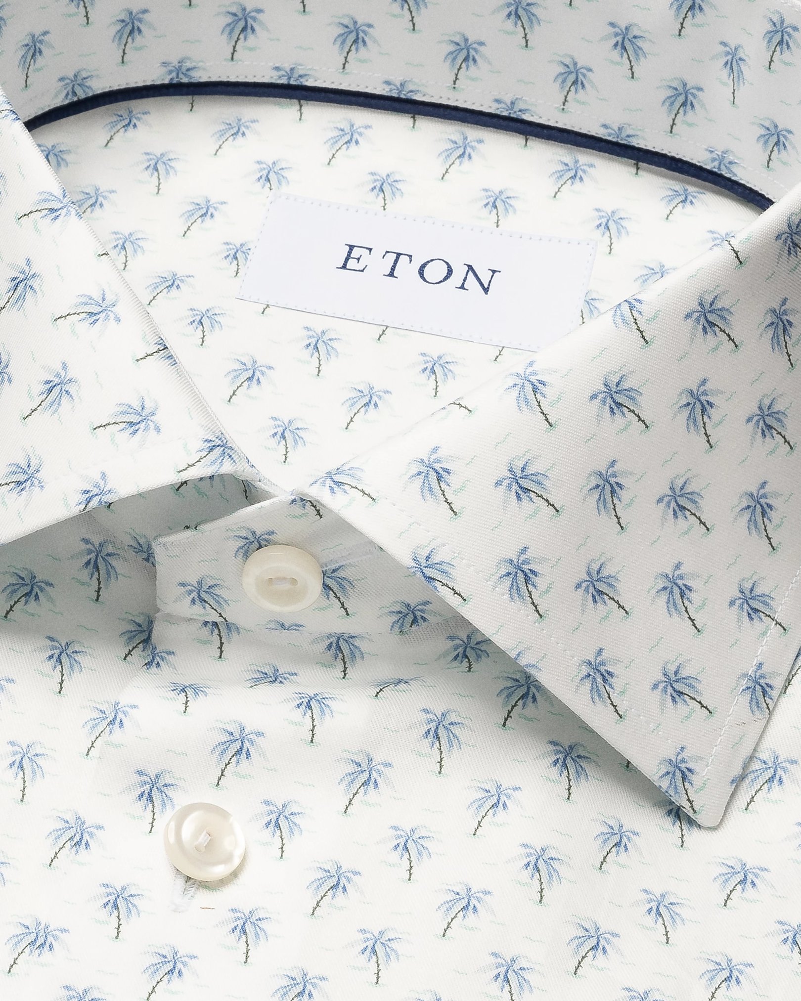 Eton - light blue palm tree signature twill shirt