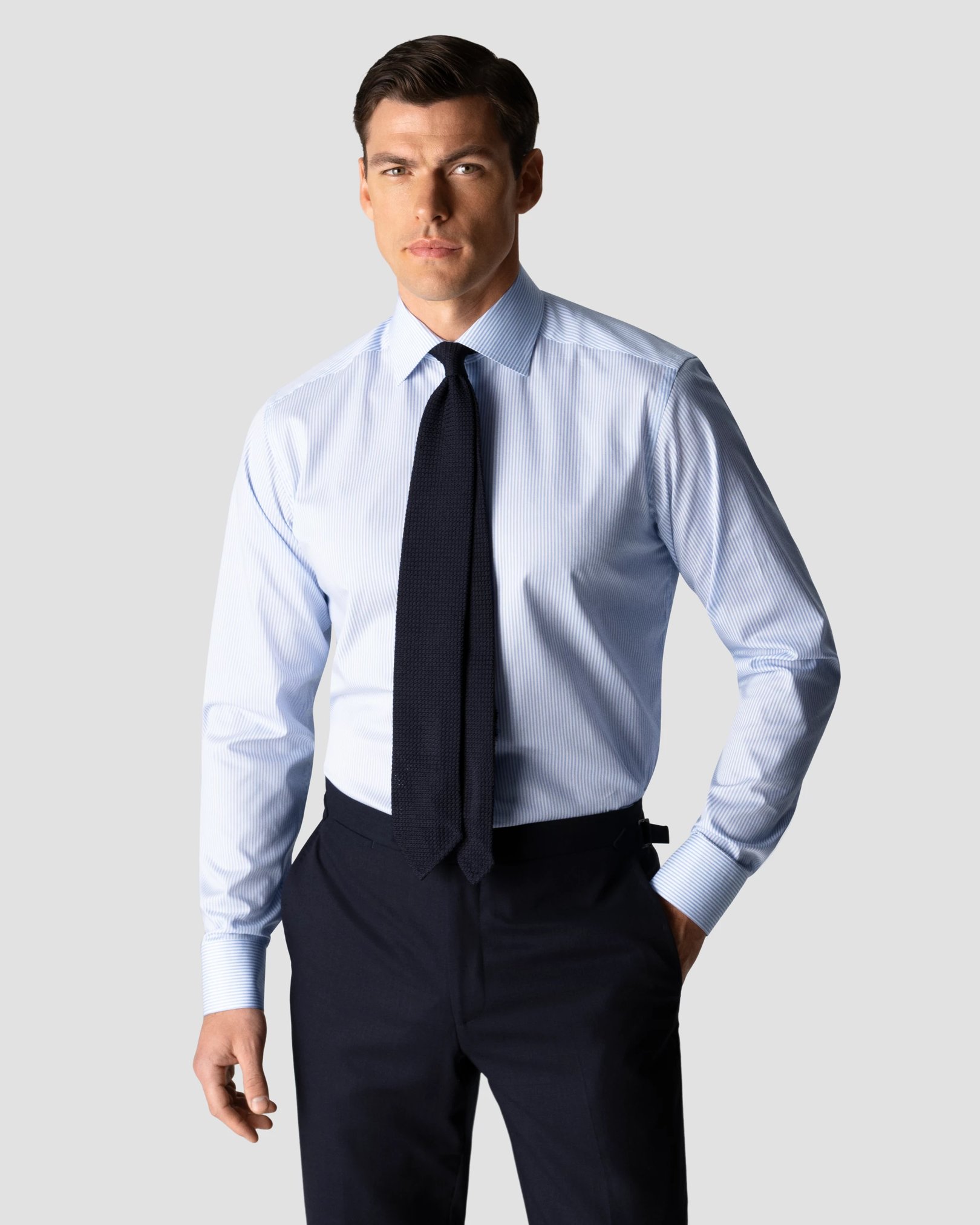 Eton - light blue twill cut away ss