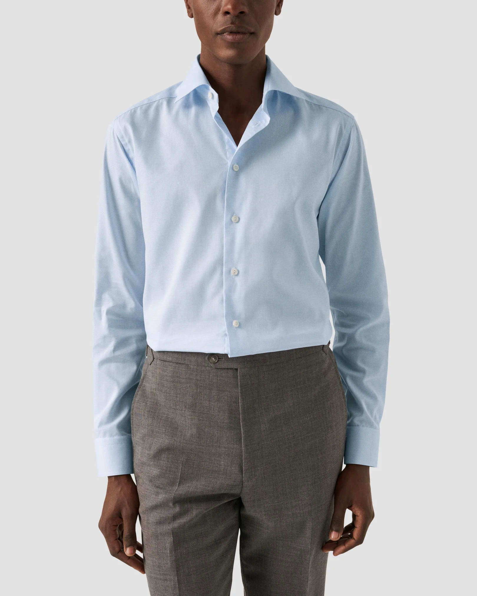 Eton - light blue solid twill shirt
