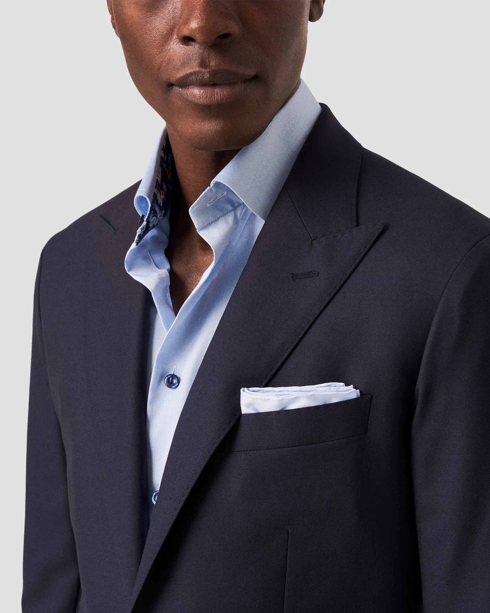 Eton - light blue floral effect shirt