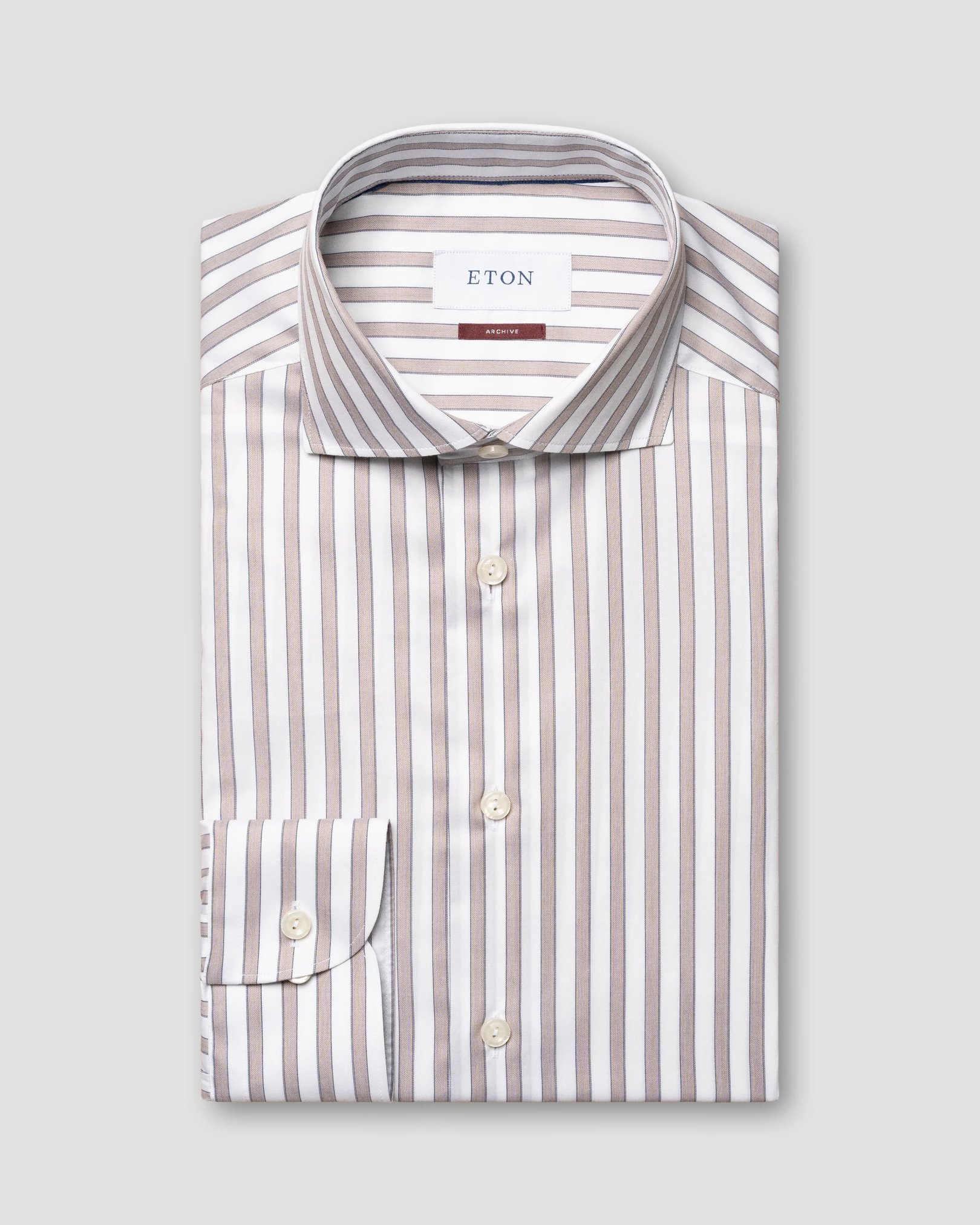 Eton - brown fine twill stretch