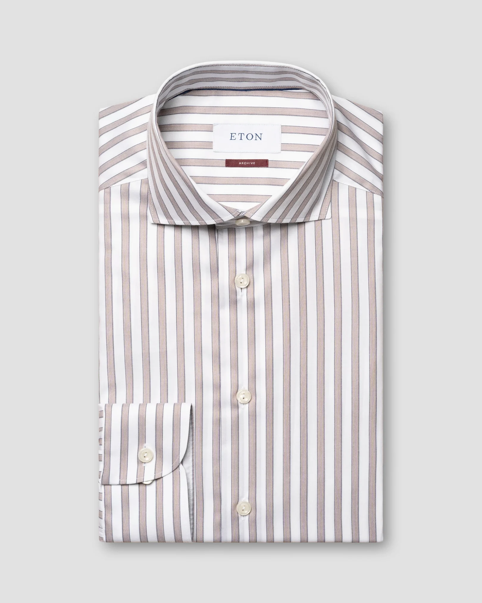 Eton - brown fine twill stretch